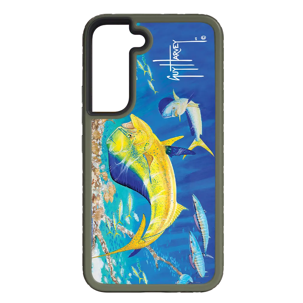 Guy Harvey Fortitude Series for Samsung Galaxy S22 - Dolphin Oasis - Custom Case - OliveDrabGreen - cellhelmet