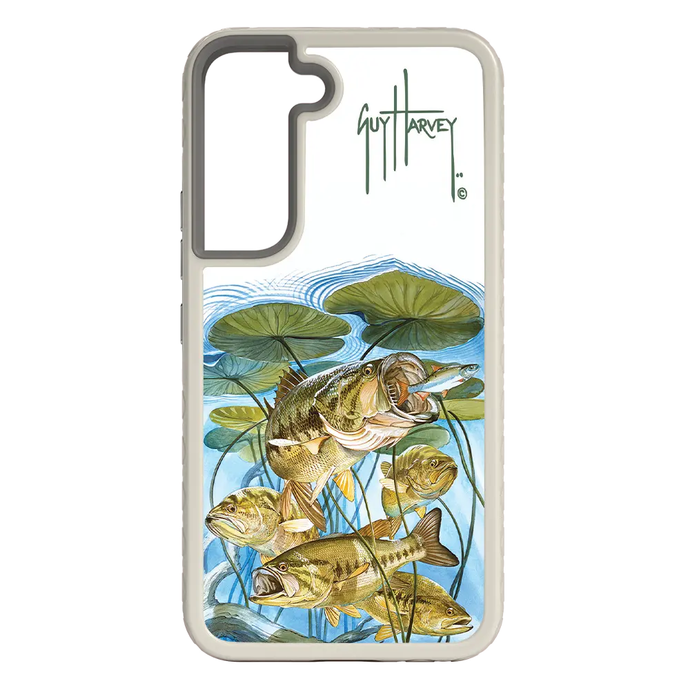 Guy Harvey Fortitude Series for Samsung Galaxy S22 - Five Largemouth Under Lilypads - Custom Case - Gray - cellhelmet