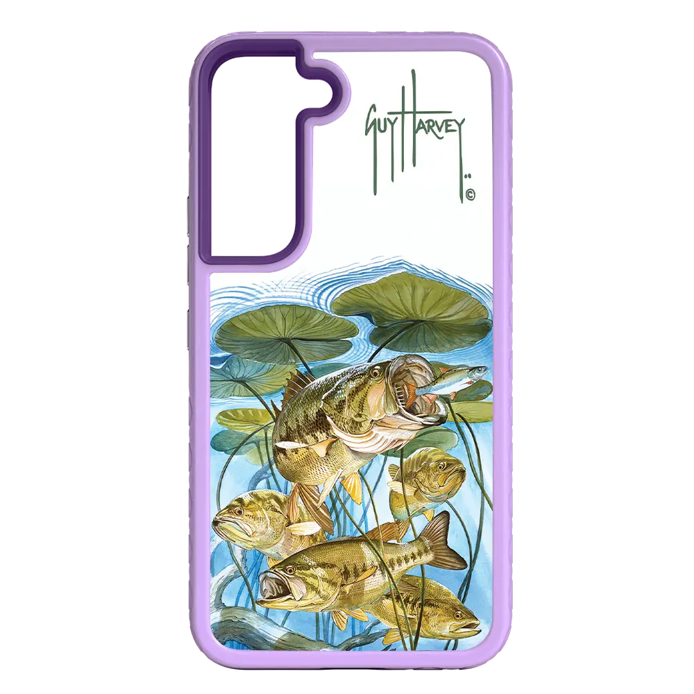 Guy Harvey Fortitude Series for Samsung Galaxy S22 - Five Largemouth Under Lilypads - Custom Case - LilacBlossom - cellhelmet