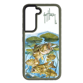 Guy Harvey Fortitude Series for Samsung Galaxy S22 Plus - Five Largemouth Under Lilypads - Custom Case - OliveDrabGreen - cellhelmet