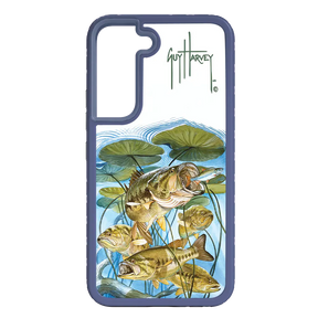 Guy Harvey Fortitude Series for Samsung Galaxy S22 Plus - Five Largemouth Under Lilypads - Custom Case - SlateBlue - cellhelmet