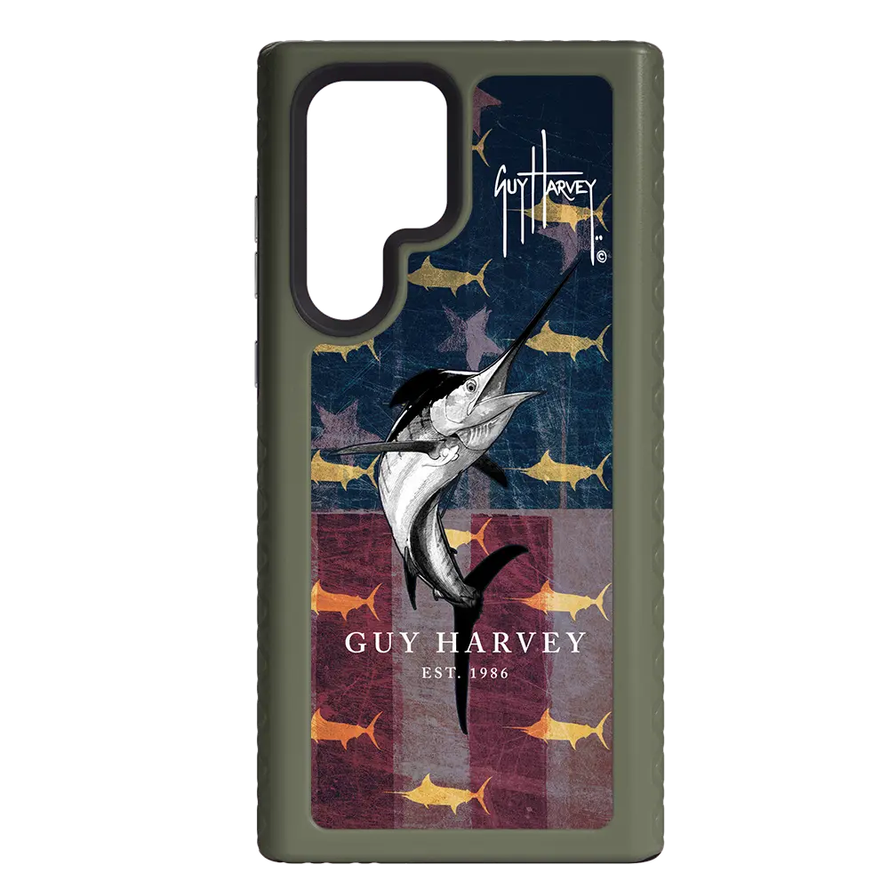 Guy Harvey Fortitude Series for Samsung Galaxy S22 Ultra - American Marlin - Custom Case - OliveDrabGreen - cellhelmet