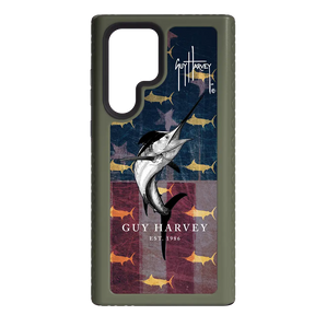 Guy Harvey Fortitude Series for Samsung Galaxy S22 Ultra - American Marlin - Custom Case - OliveDrabGreen - cellhelmet