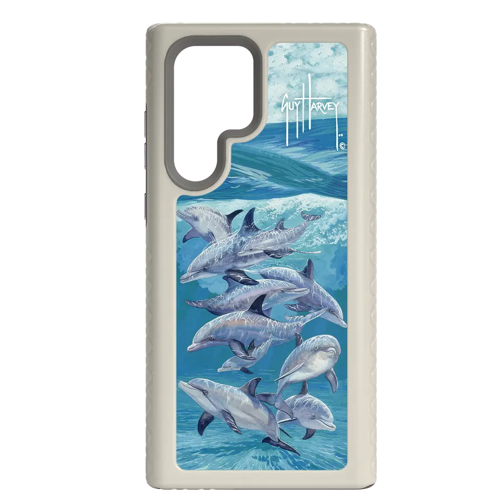 Guy Harvey Fortitude Series for Samsung Galaxy S22 Ultra - Bottlenose Dolphins - Custom Case - Gray - cellhelmet