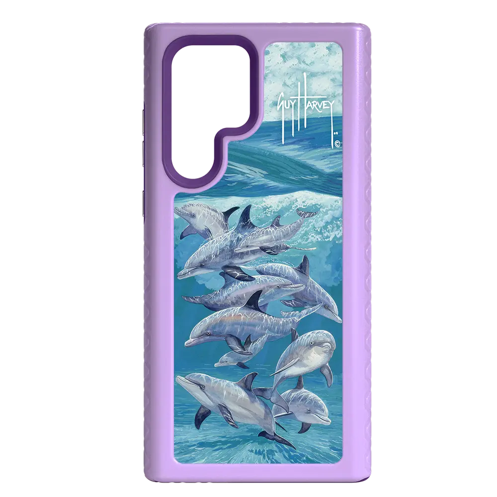 Guy Harvey Fortitude Series for Samsung Galaxy S22 Ultra - Bottlenose Dolphins - Custom Case - LilacBlossom - cellhelmet