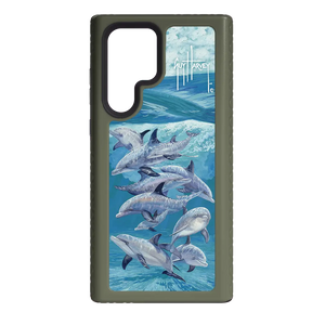 Guy Harvey Fortitude Series for Samsung Galaxy S22 Ultra - Bottlenose Dolphins - Custom Case - OliveDrabGreen - cellhelmet