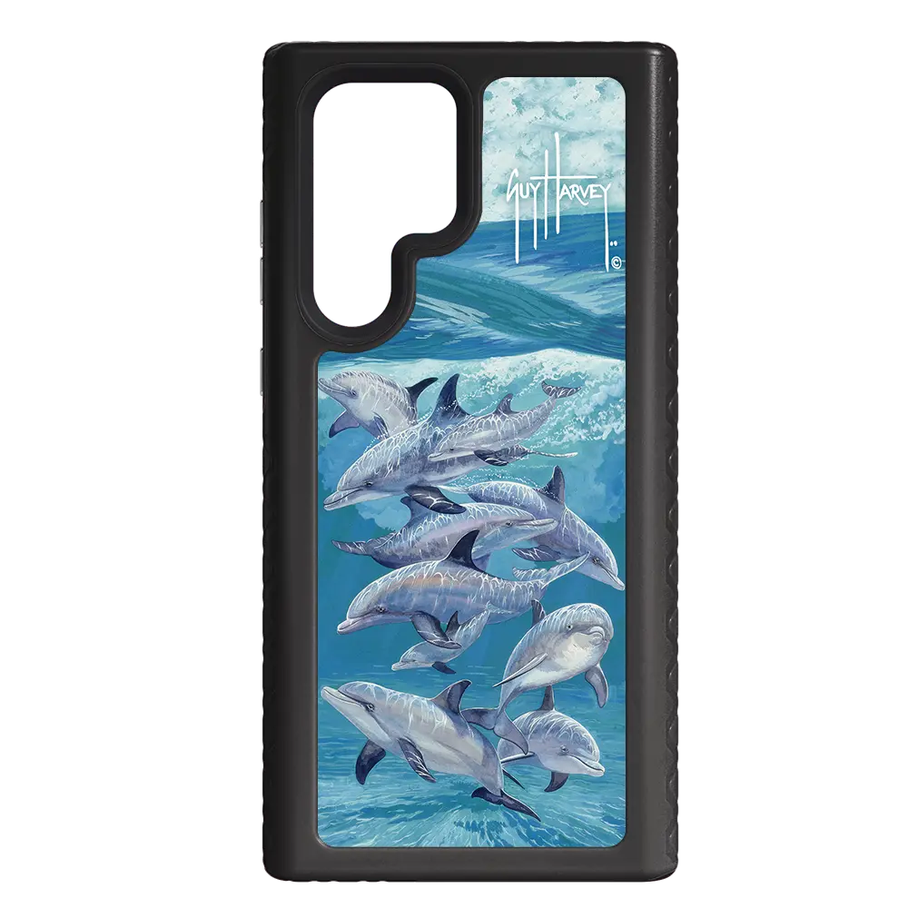 Guy Harvey Fortitude Series for Samsung Galaxy S22 Ultra - Bottlenose Dolphins - Custom Case - OnyxBlack - cellhelmet