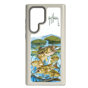 Guy Harvey Fortitude Series for Samsung Galaxy S22 Ultra - Five Largemouth Under Lilypads - Custom Case - Gray - cellhelmet