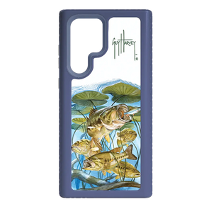 Guy Harvey Fortitude Series for Samsung Galaxy S22 Ultra - Five Largemouth Under Lilypads - Custom Case - SlateBlue - cellhelmet