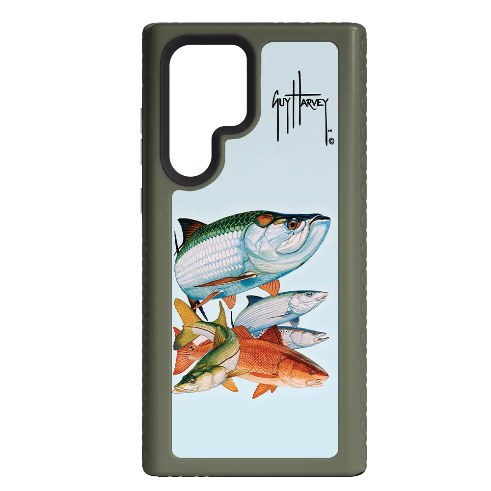 Guy Harvey Fortitude Series for Samsung Galaxy S22 Ultra - Inshore Collage - Custom Case - OliveDrabGreen - cellhelmet