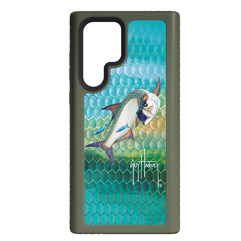 Guy Harvey Fortitude Series for Samsung Galaxy S22 Ultra - Tarpon Skin - Custom Case - OliveDrabGreen - cellhelmet