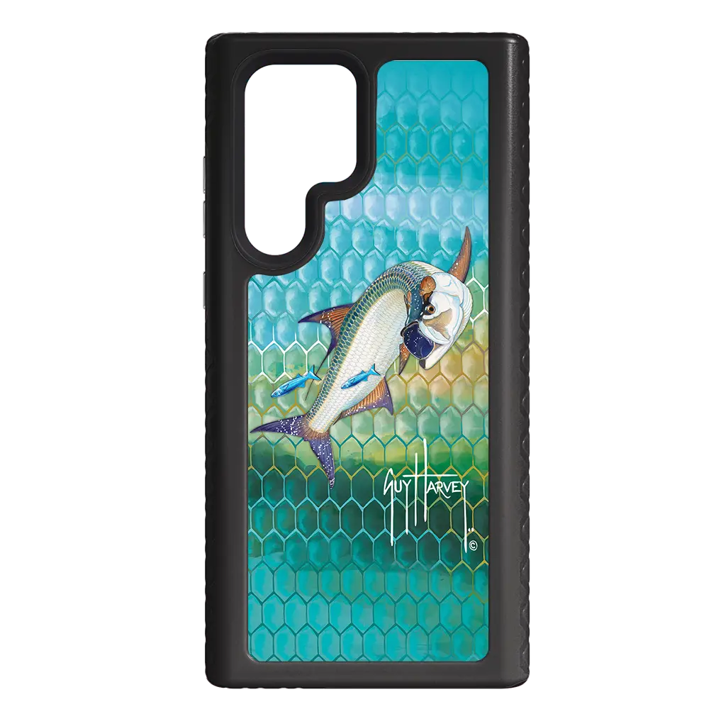 Guy Harvey Fortitude Series for Samsung Galaxy S22 Ultra - Tarpon Skin - Custom Case - OnyxBlack - cellhelmet