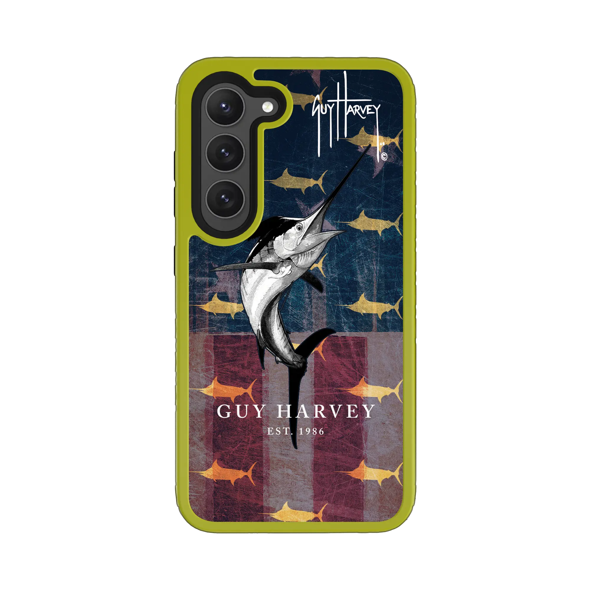 Guy Harvey Fortitude Series for Samsung Galaxy S23 - American Marlin - Custom Case - ElectricLime - cellhelmet