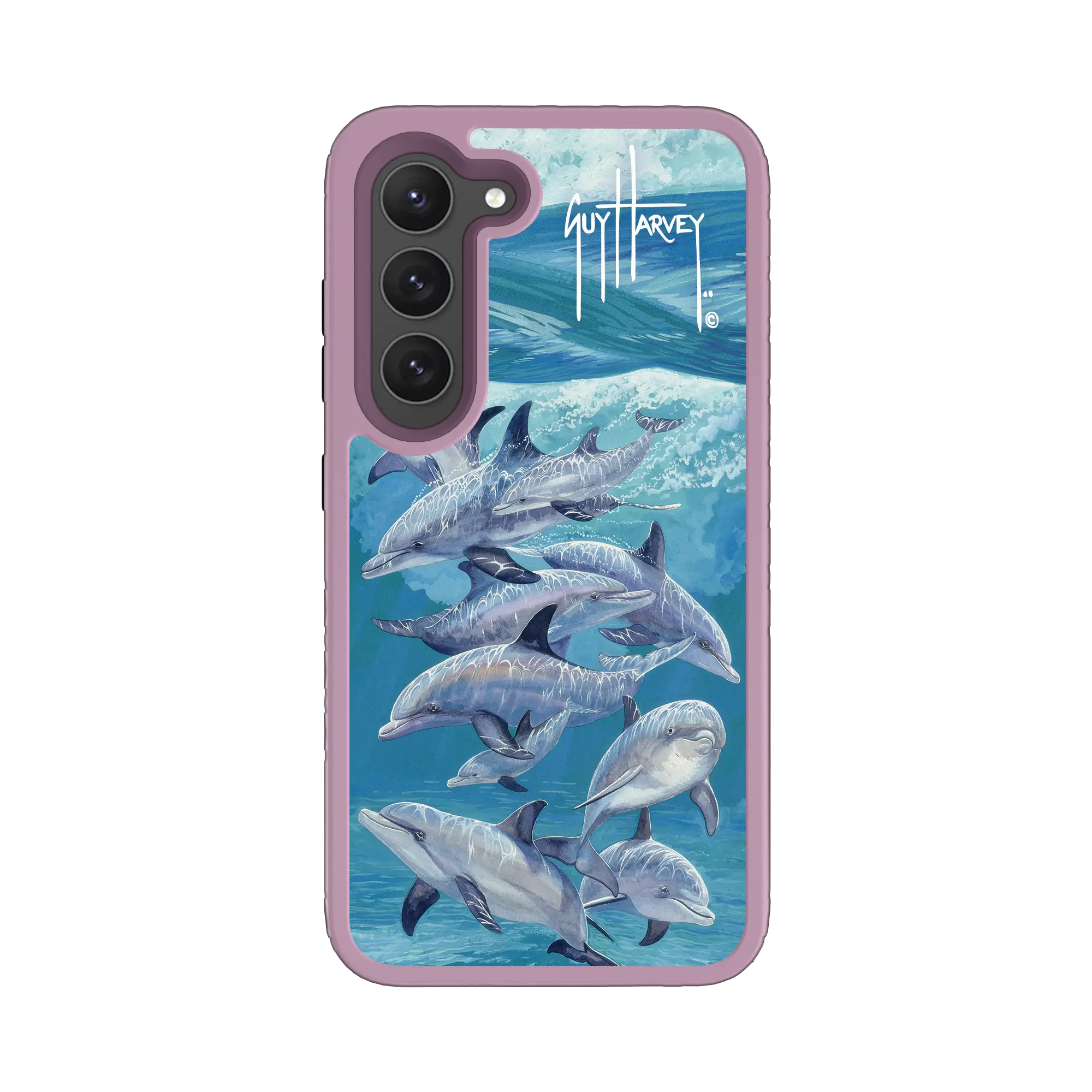 Guy Harvey Fortitude Series for Samsung Galaxy S23 - Bottlenose Dolphins - Custom Case - LilacBlossomPurple - cellhelmet