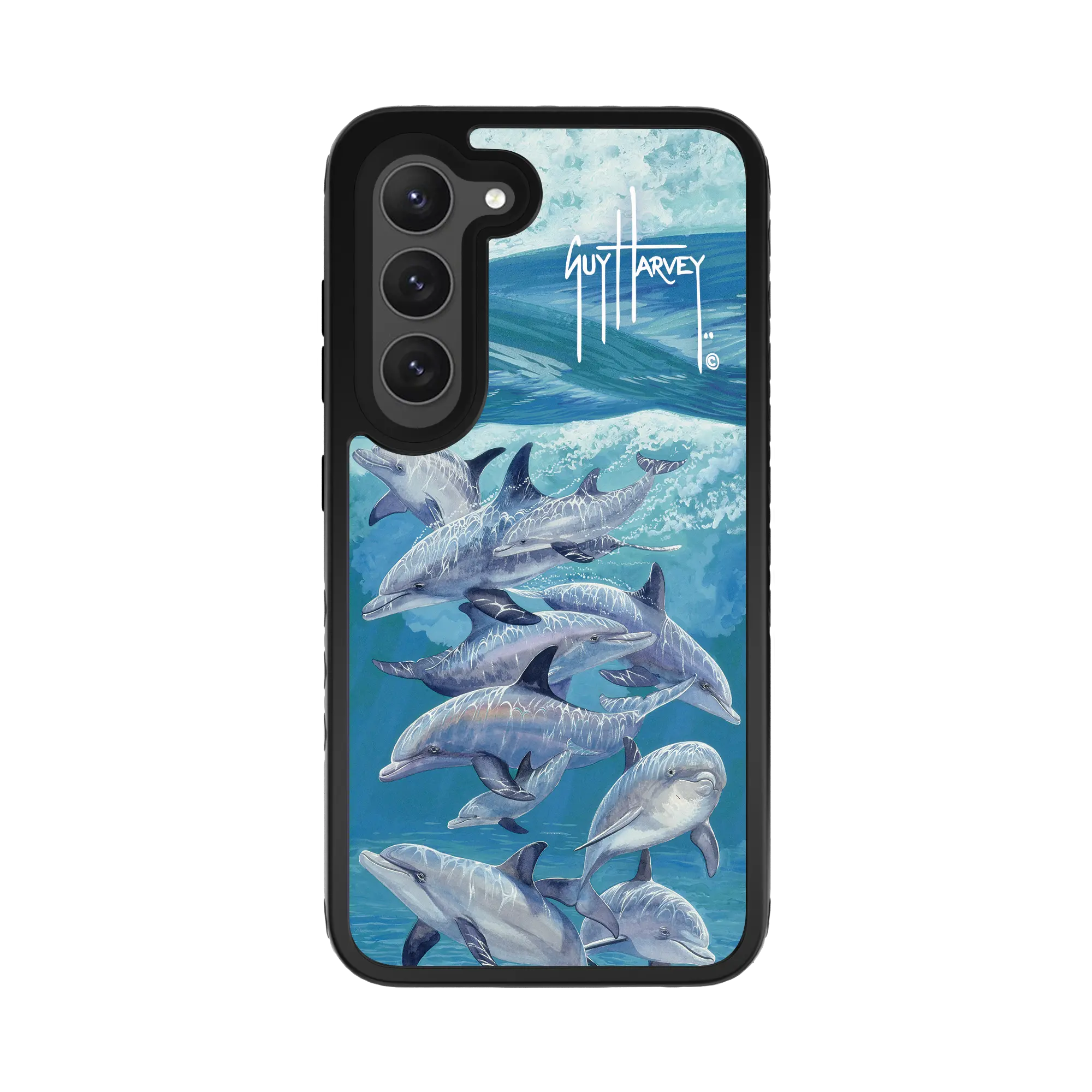 Guy Harvey Fortitude Series for Samsung Galaxy S23 - Bottlenose Dolphins - Custom Case - OnyxBlack - cellhelmet