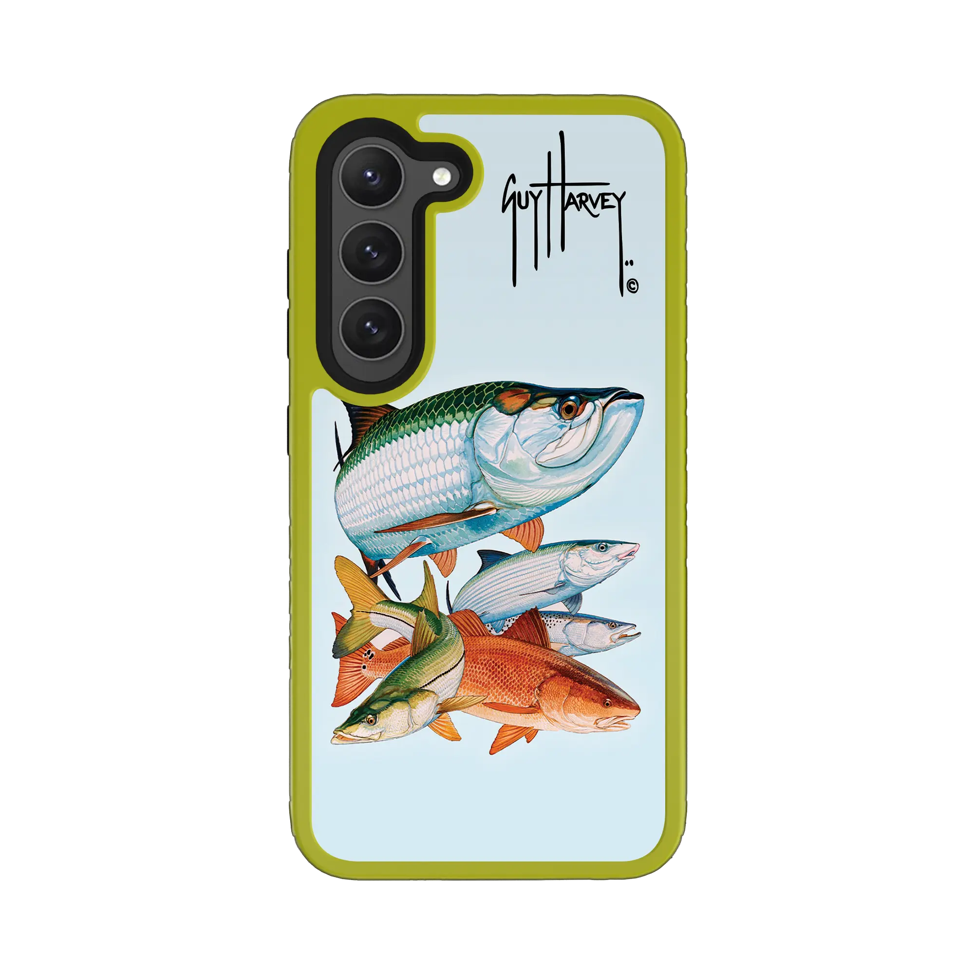 Guy Harvey Fortitude Series for Samsung Galaxy S23 - Inshore Collage - Custom Case - ElectricLime - cellhelmet