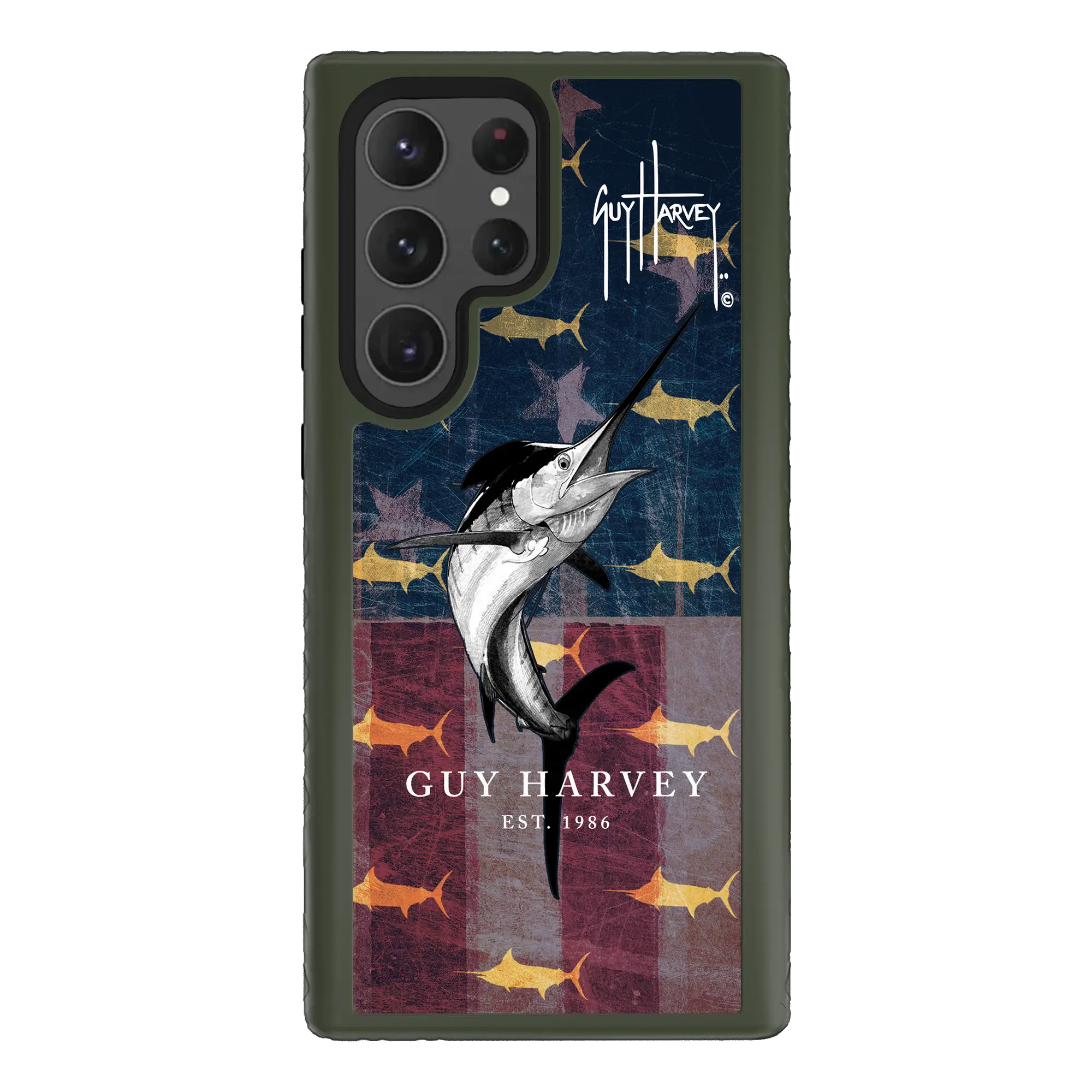 Guy Harvey Fortitude Series for Samsung Galaxy S23 Ultra - American Marlin - Custom Case - OliveDrabGreen - cellhelmet