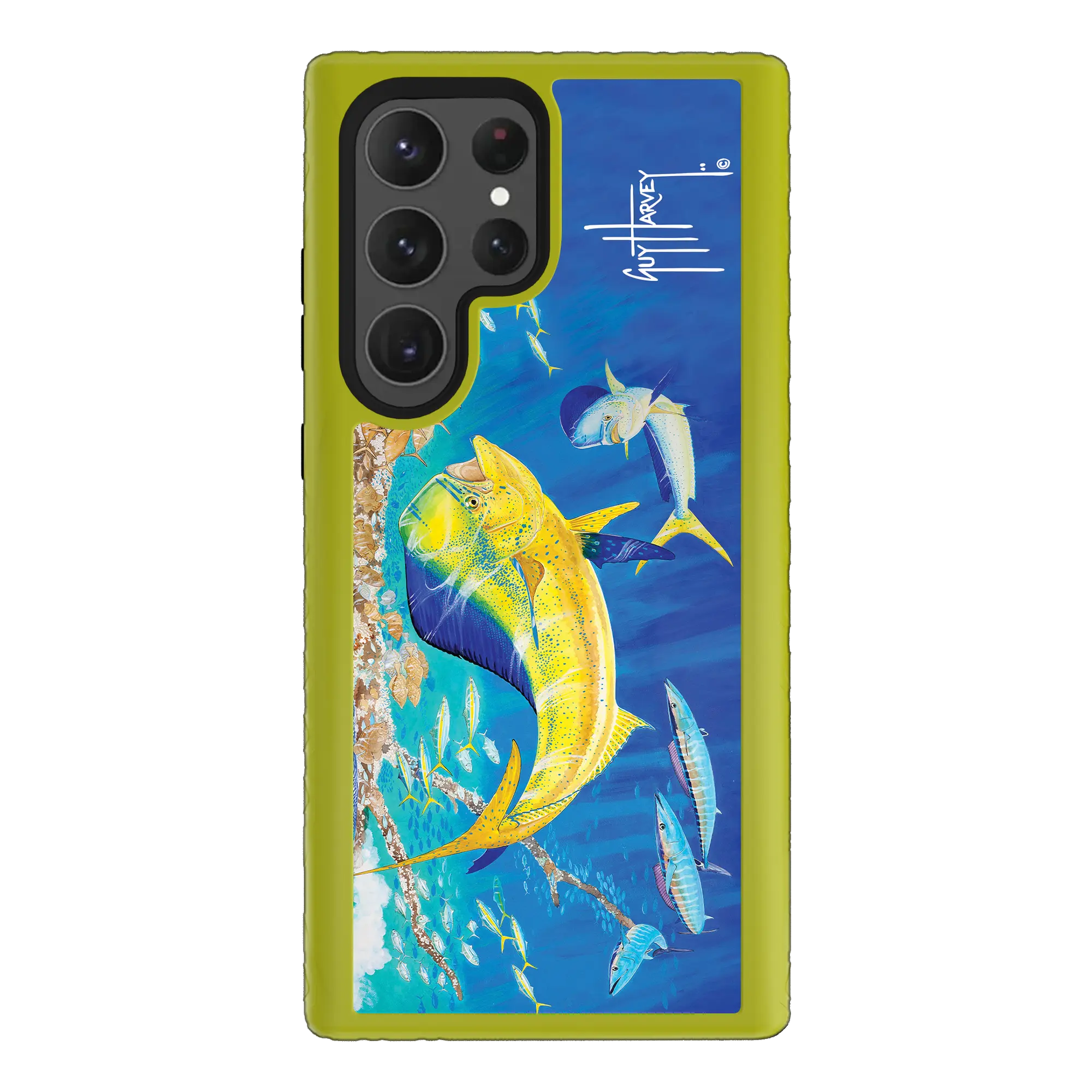 Guy Harvey Fortitude Series for Samsung Galaxy S23 Ultra - Dolphin Oasis - Custom Case - ElectricLime - cellhelmet