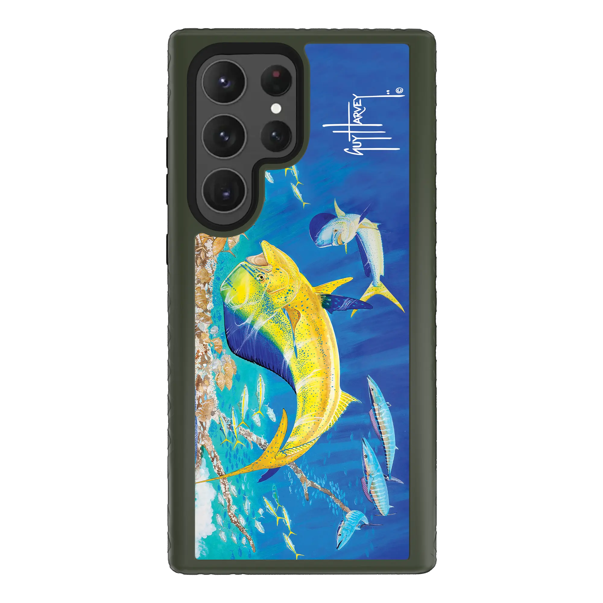 Guy Harvey Fortitude Series for Samsung Galaxy S23 Ultra - Dolphin Oasis - Custom Case - OliveDrabGreen - cellhelmet