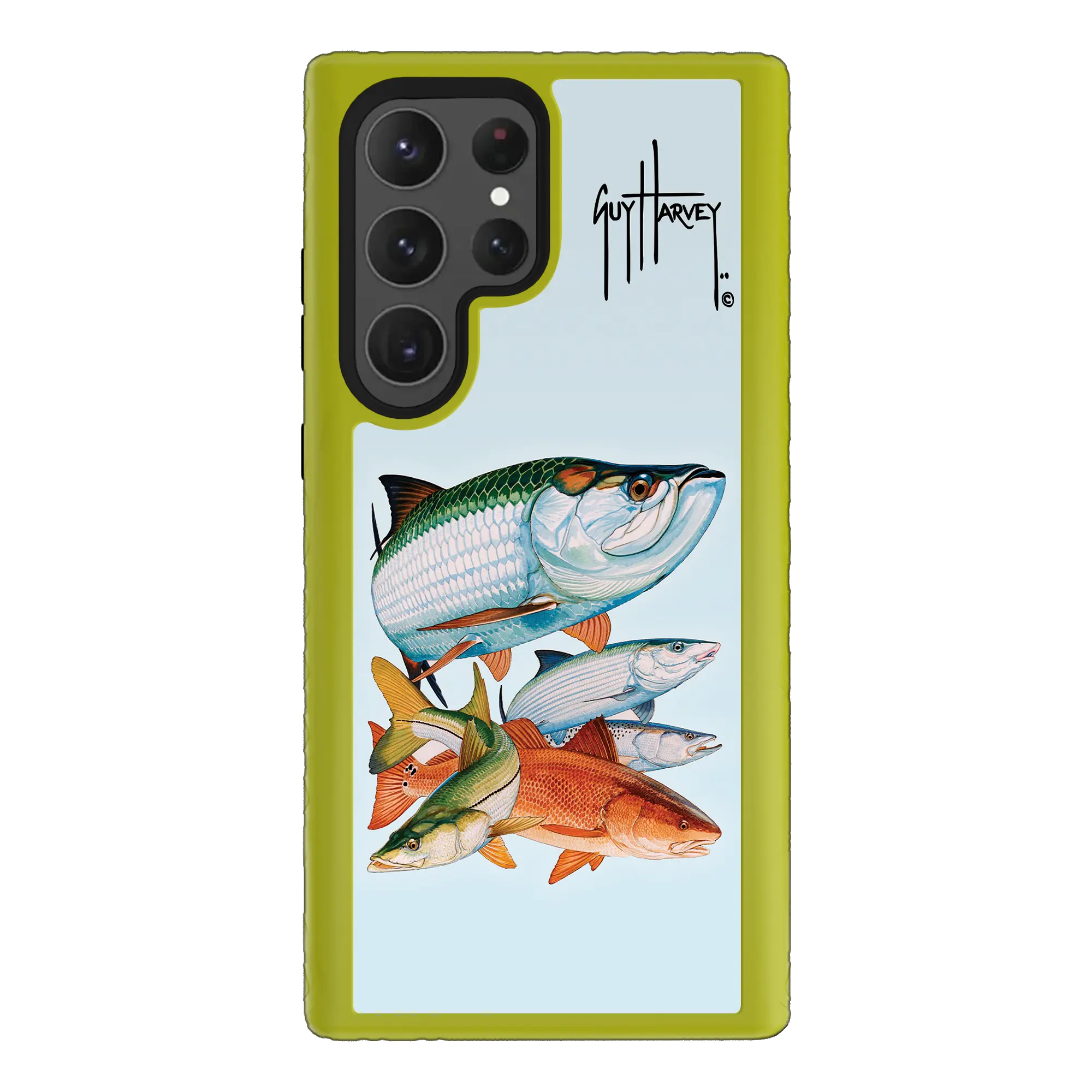 Guy Harvey Fortitude Series for Samsung Galaxy S23 Ultra - Inshore Collage - Custom Case - ElectricLime - cellhelmet