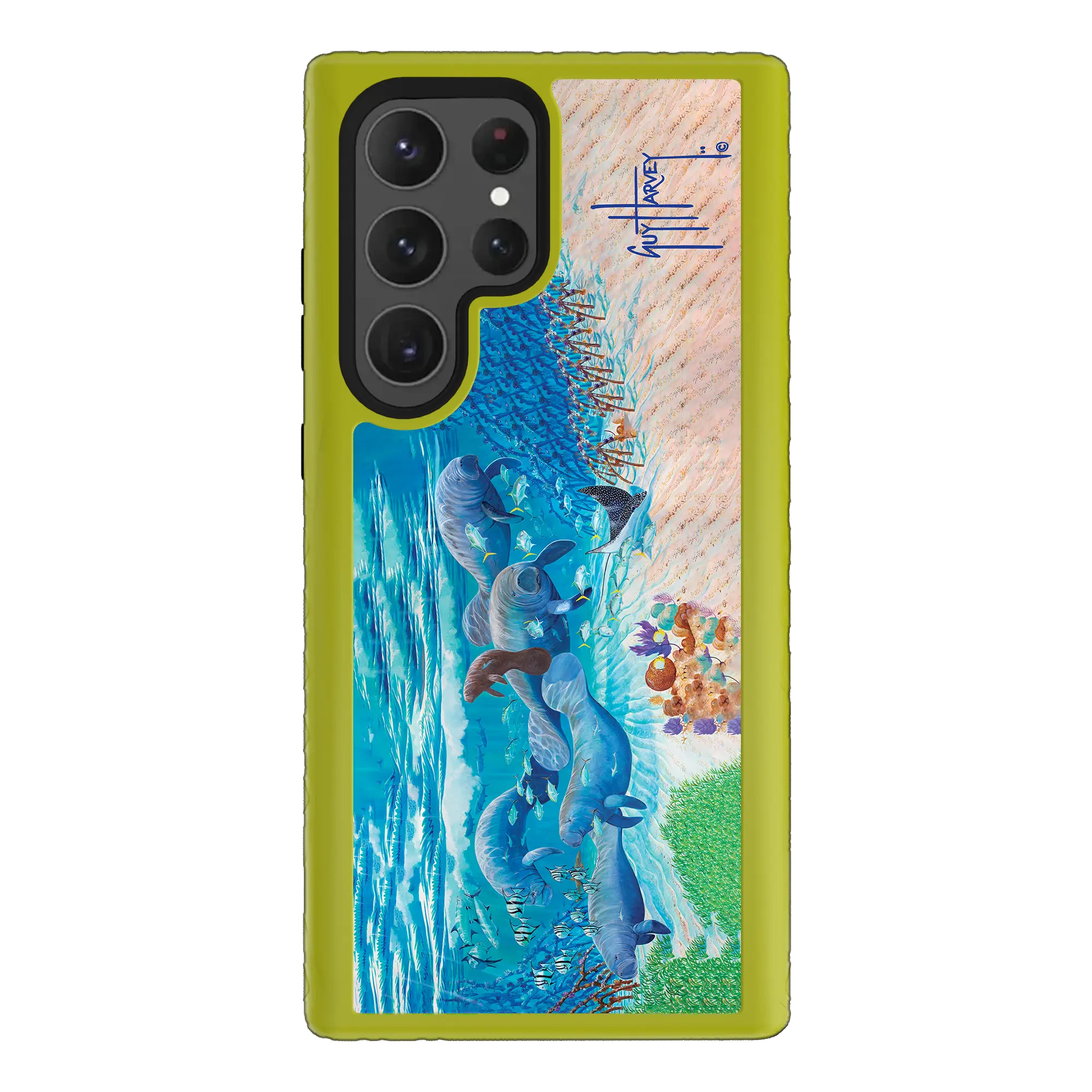 Guy Harvey Fortitude Series for Samsung Galaxy S23 Ultra - Manatee Pass - Custom Case - ElectricLime - cellhelmet