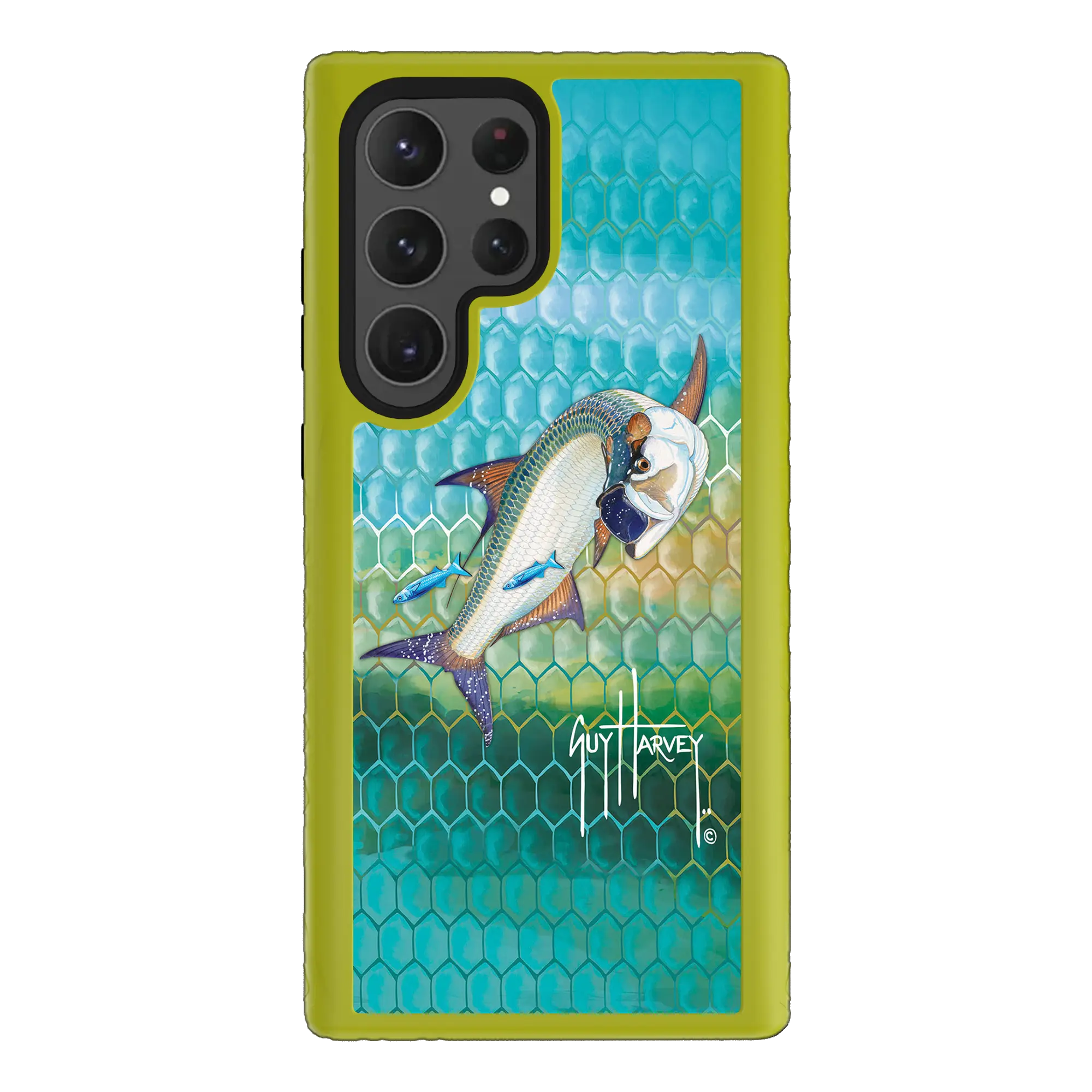 Guy Harvey Fortitude Series for Samsung Galaxy S23 Ultra - Tarpon Skin - Custom Case - ElectricLime - cellhelmet