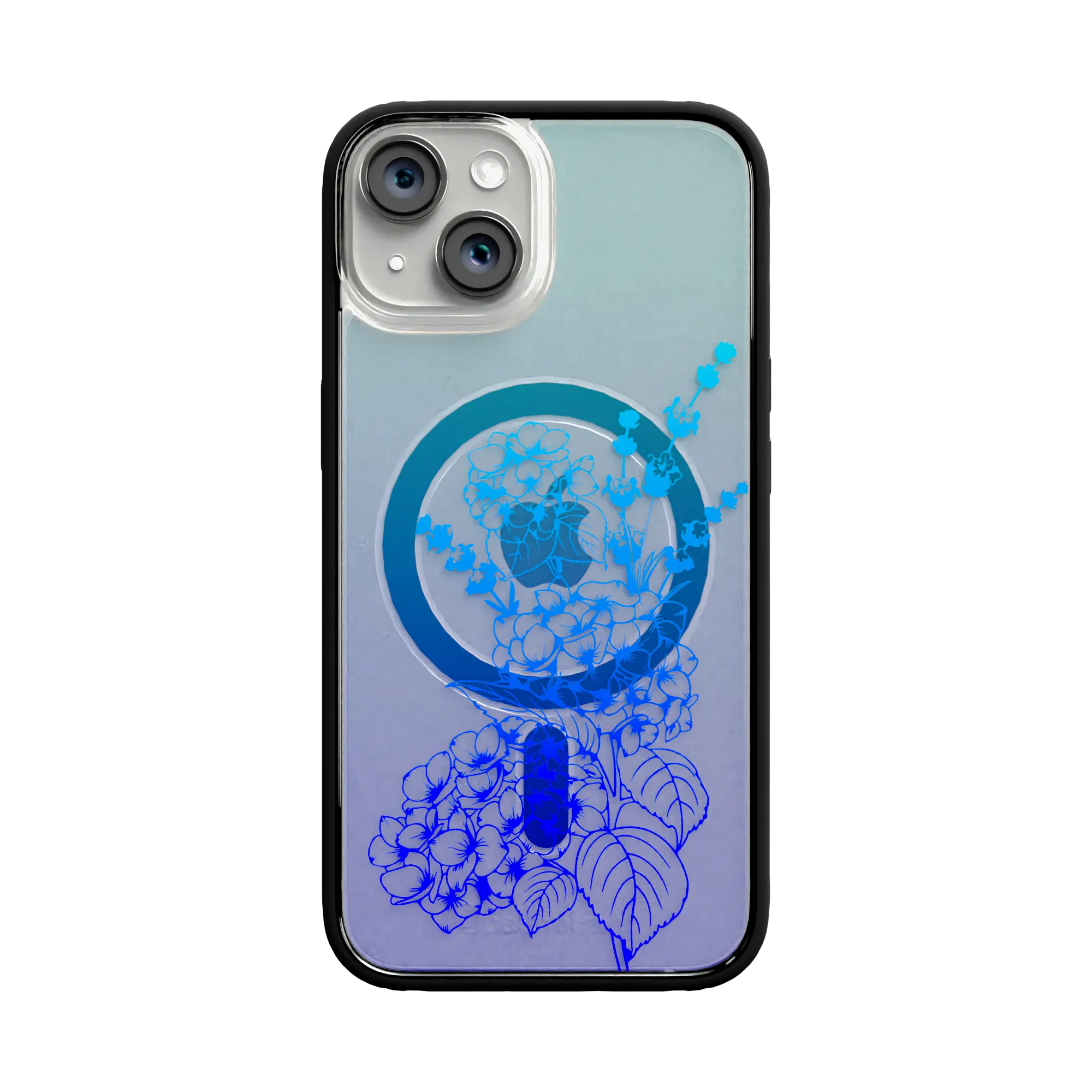 Apple-iPhone-13-Crystal-Clear Indigo Infusion | Protective MagSafe Case | Ombre Bouquet Collection for Apple iPhone 13 Series cellhelmet cellhelmet