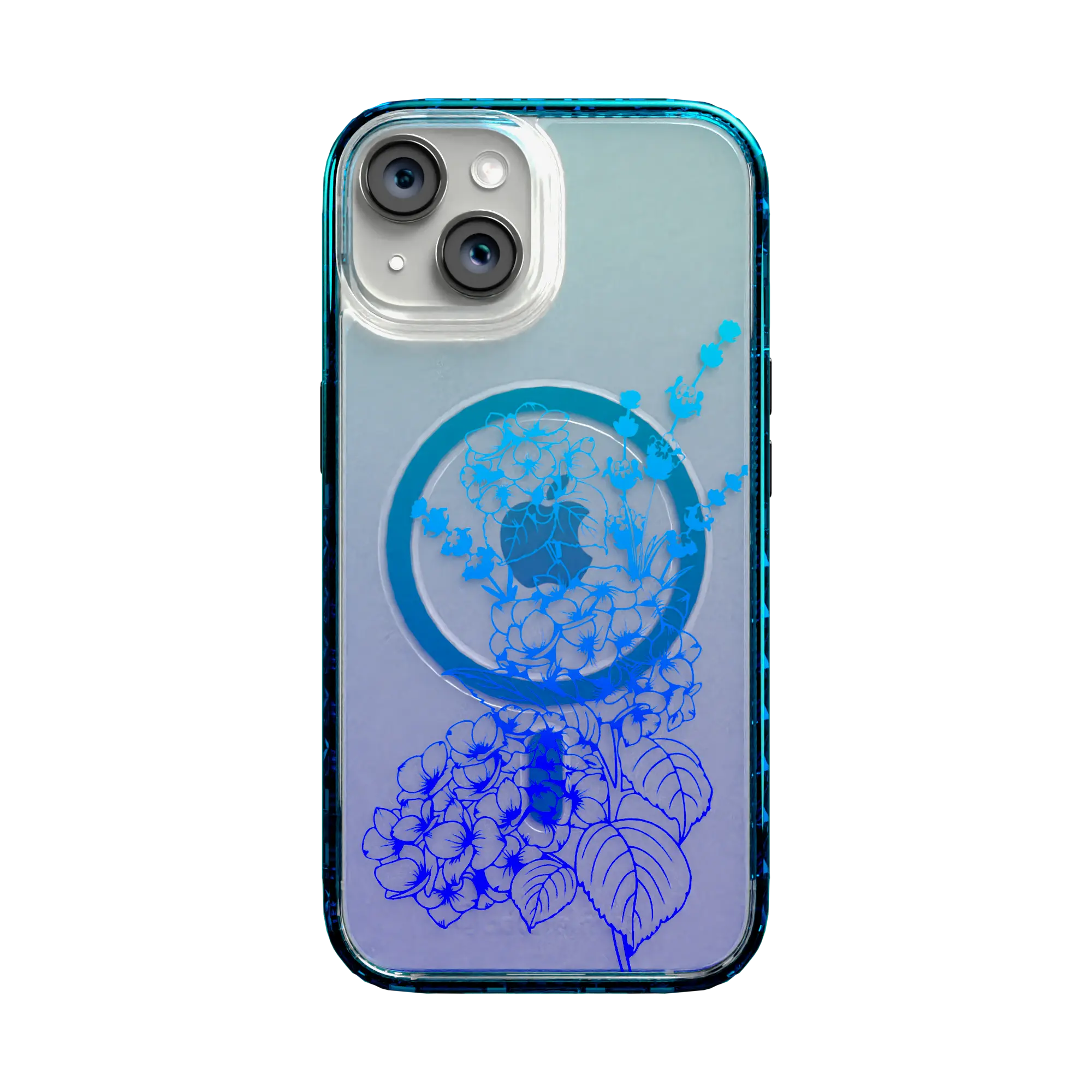 Apple-iPhone-14-Deep-Sea-Blue Indigo Infusion | Protective MagSafe Case | Ombre Bouquet Collection for Apple iPhone 14 Series cellhelmet cellhelmet