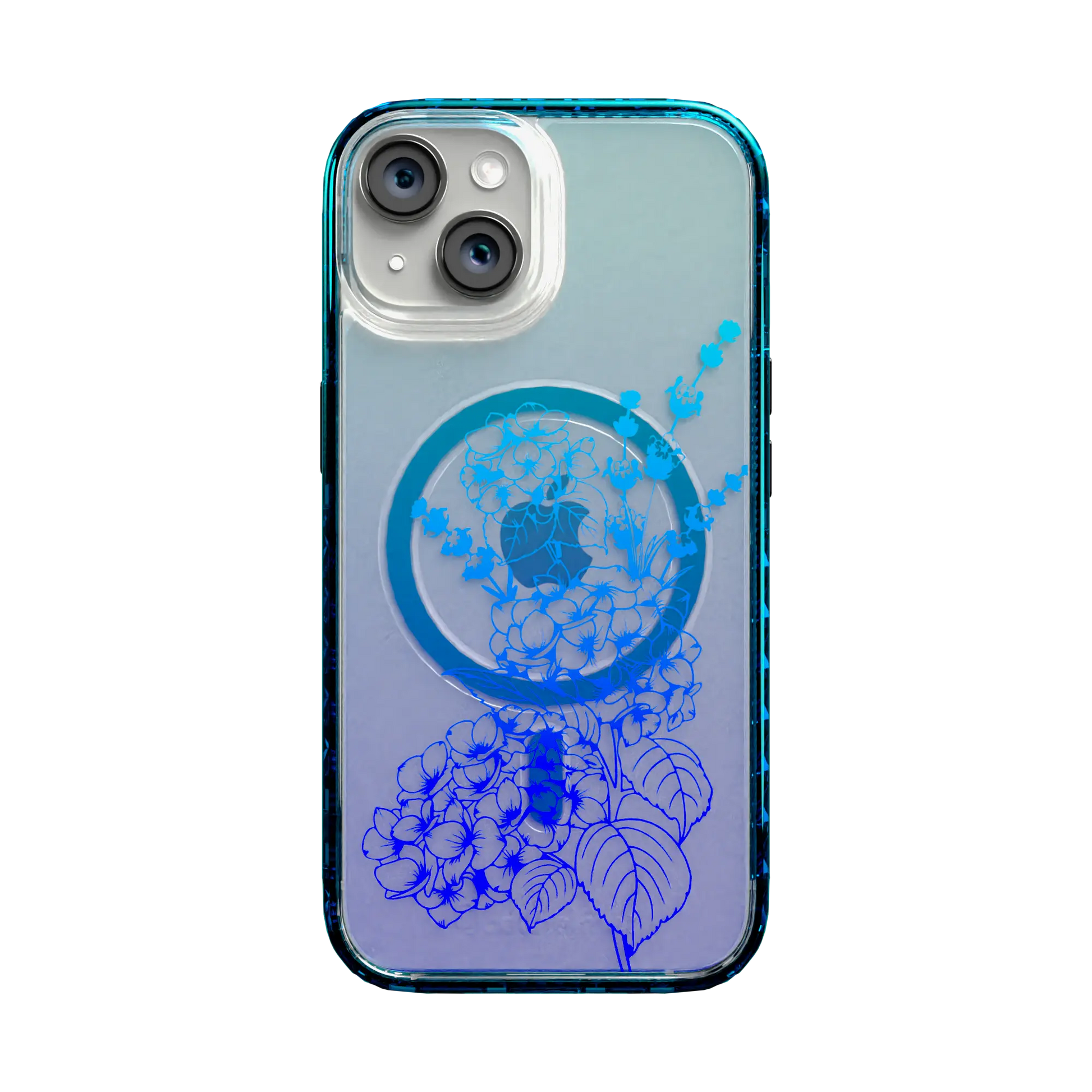 Apple-iPhone-14-Deep-Sea-Blue Indigo Infusion | Protective MagSafe Case | Ombre Bouquet Collection for Apple iPhone 14 Series cellhelmet cellhelmet