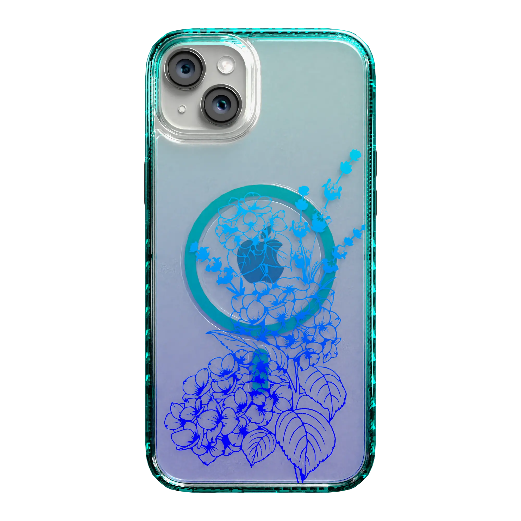 Apple-iPhone-14-Plus-Seafoam-Green Indigo Infusion | Protective MagSafe Case | Ombre Bouquet Collection for Apple iPhone 14 Series cellhelmet cellhelmet