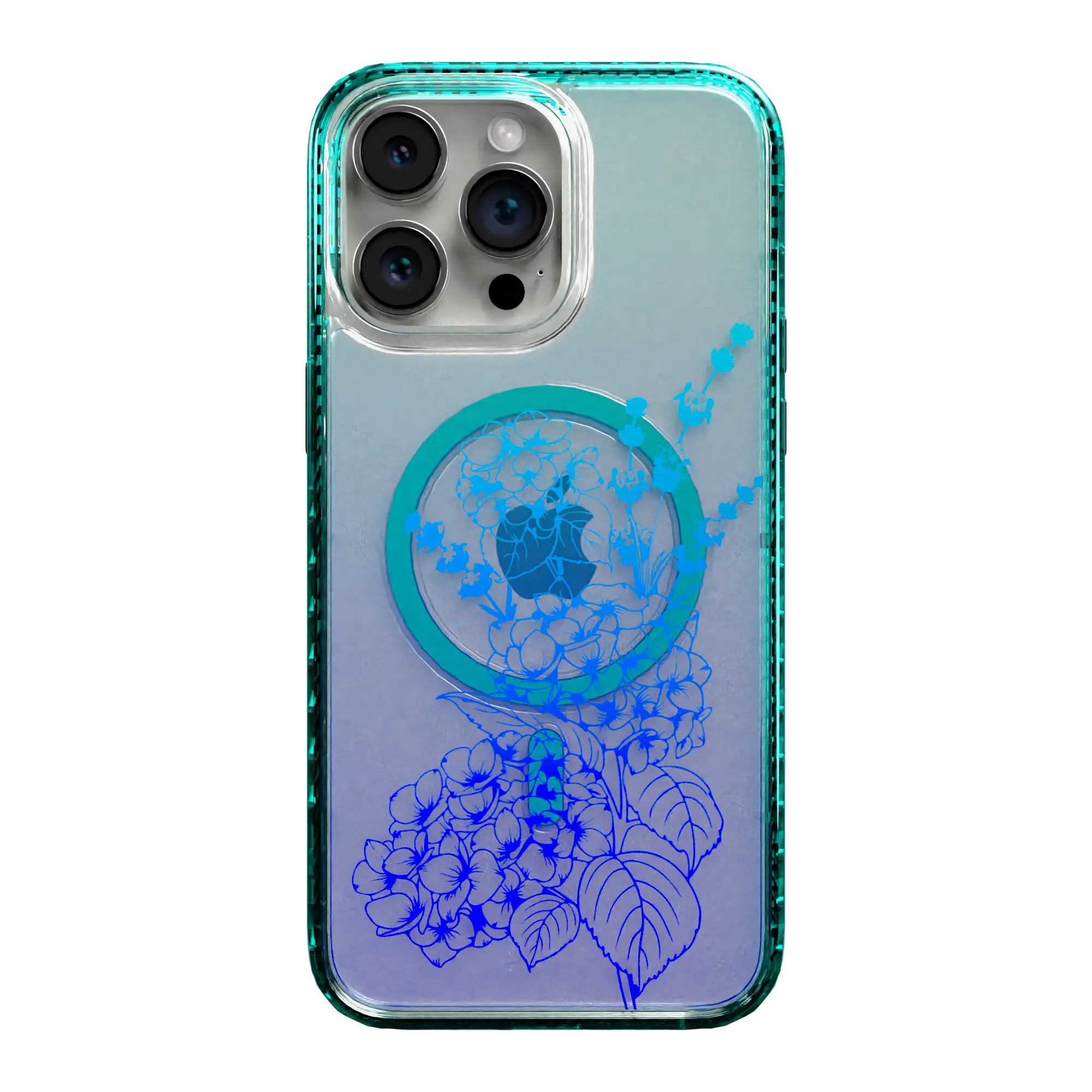 Apple-iPhone-14-Pro-Max-Seafoam-Green Indigo Infusion | Protective MagSafe Case | Ombre Bouquet Collection for Apple iPhone 14 Series cellhelmet cellhelmet