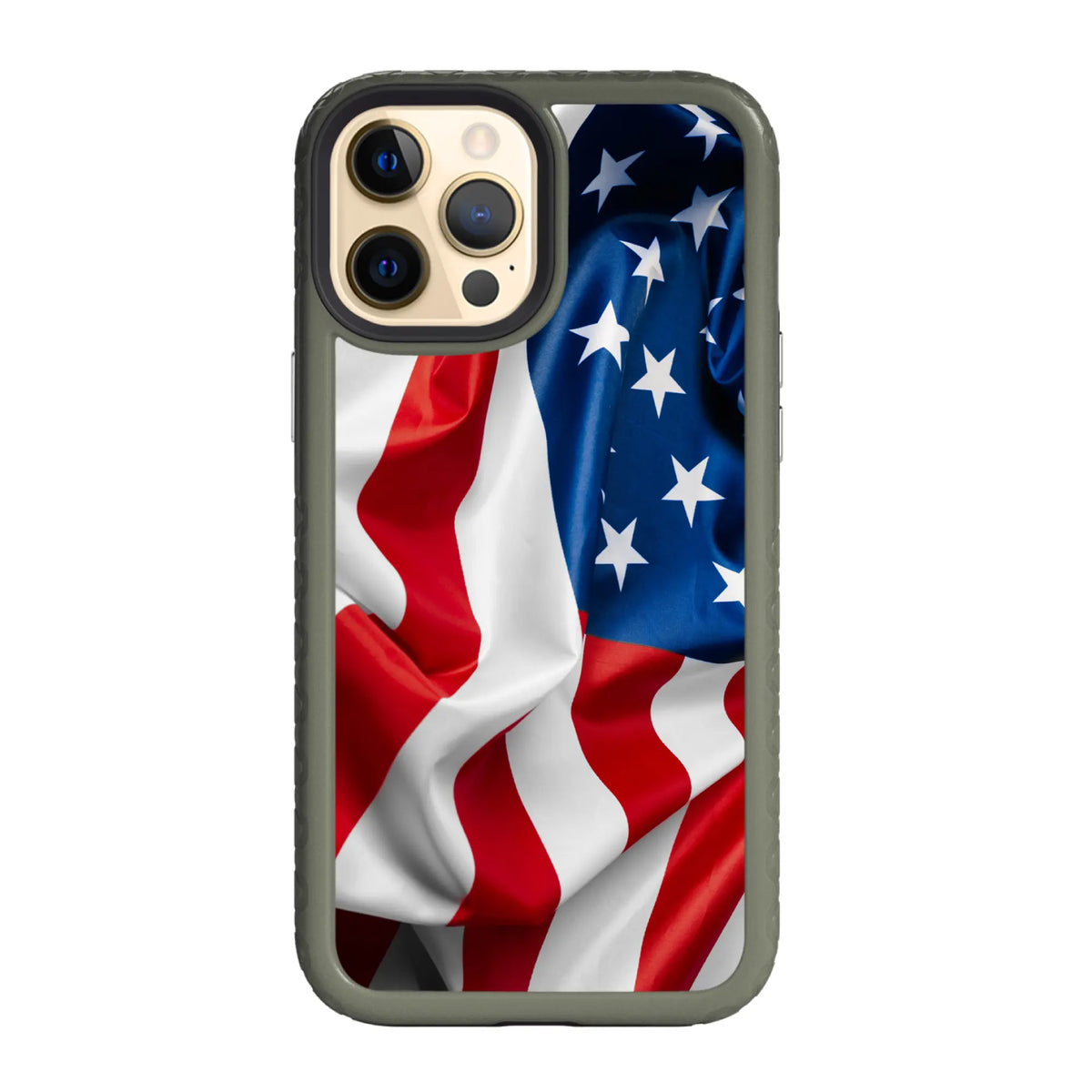 AppleiPhone12ProMaxOliveDrabGreen Liberty Stripes | We The People Series | Custom Dual Layer Case Design for iPhone 12 Series cellhelmet cellhelmet