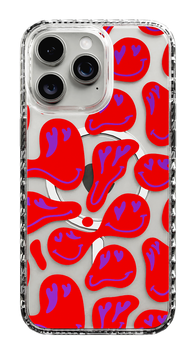 case with smiley face and hearts