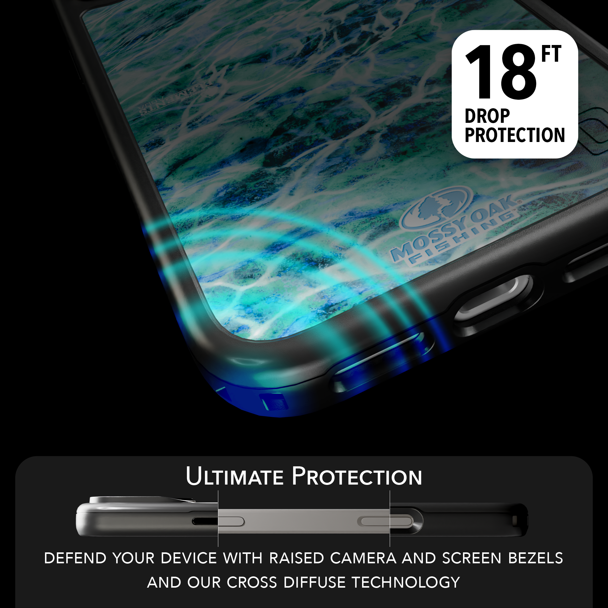 Mossy Oak Collection - Agua Seafoam for Apple iPhone 17 Pro Max - Black Agua Seafoam / iPhone 17 Pro Max / Black