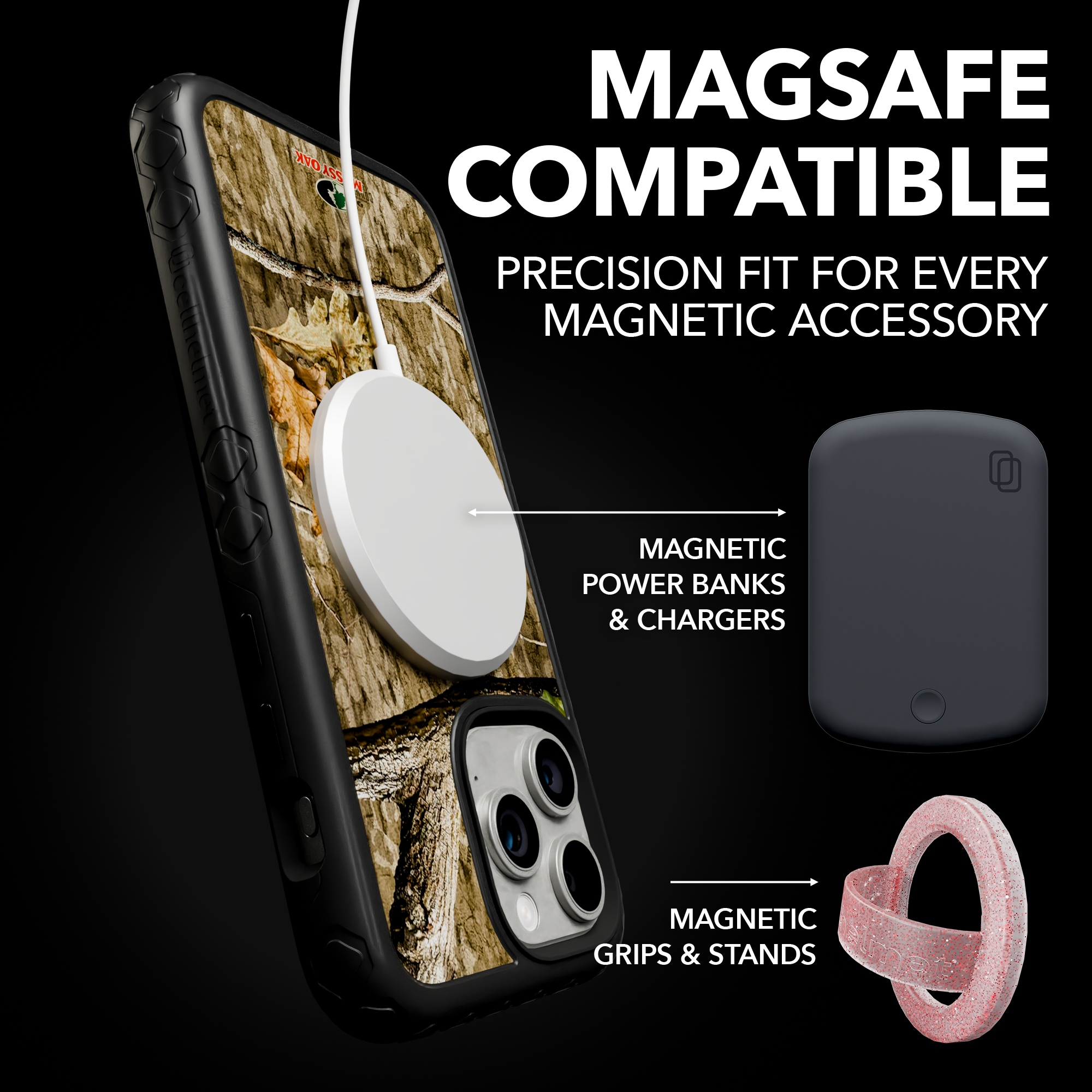 Shock-Absorbent MagSafe® Case for Apple iPhone 14 Plus | Mossy Oak Country Roots Camo
