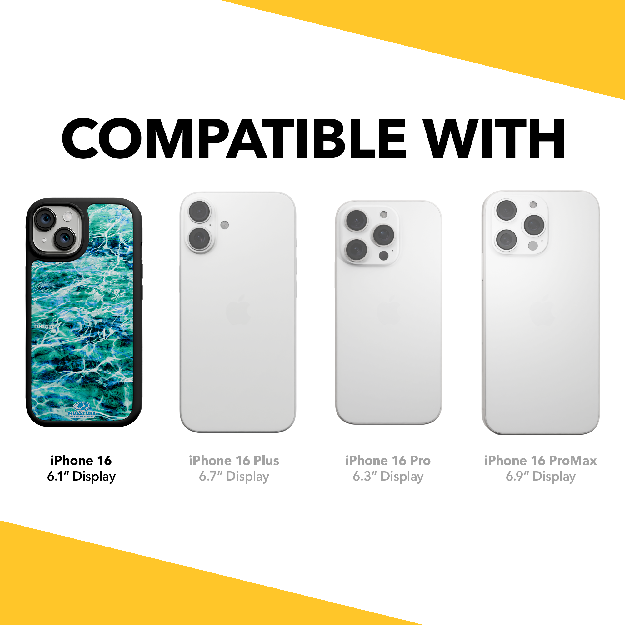 Shock-Absorbent MagSafe® Case for Apple iPhone 15 | Mossy Oak Agua Seafoam Blue Camo Onyx Black