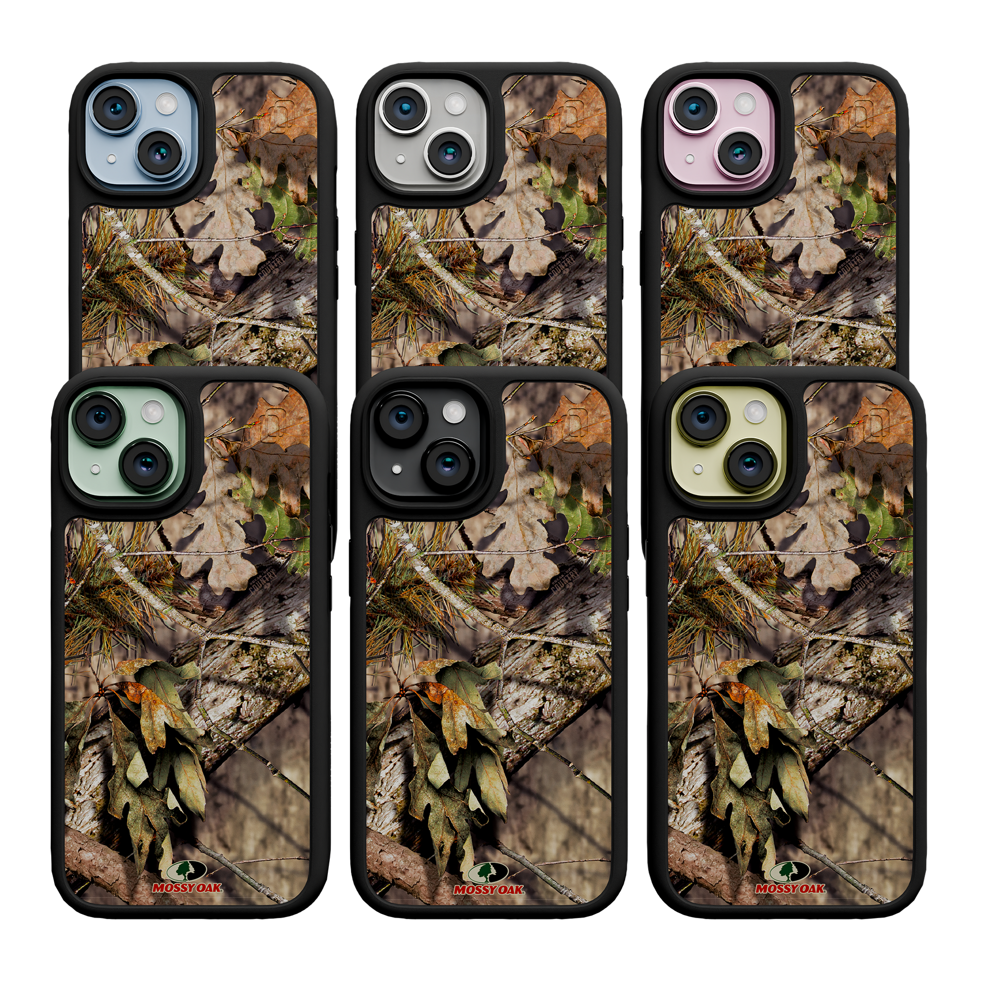 Shock-Absorbent MagSafe® Case for Apple iPhone 15 | Mossy Oak Breakup Country Camo Onyx Black
