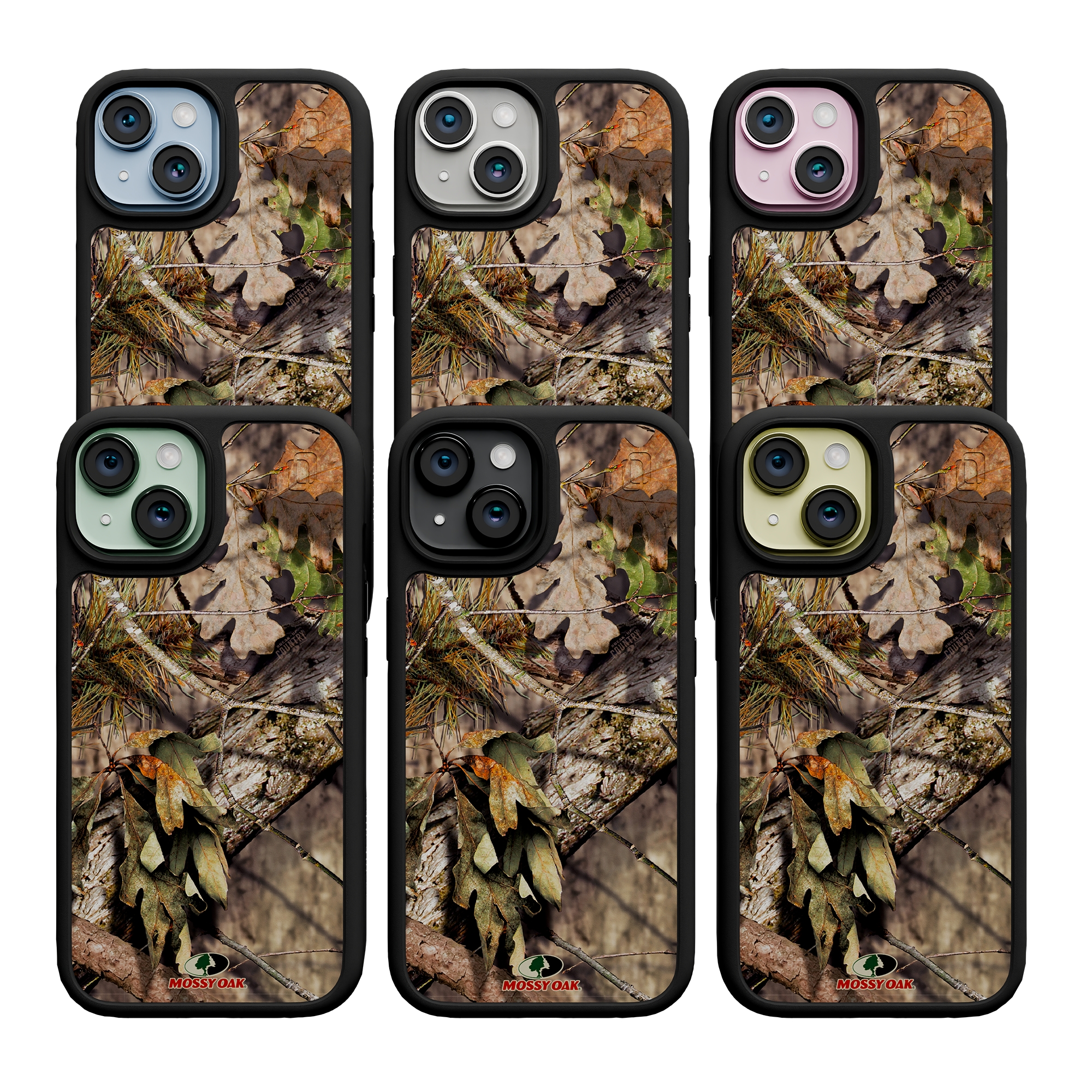 Shock-Absorbent MagSafe® Case for Apple iPhone 15 | Mossy Oak Breakup Country Camo Onyx Black