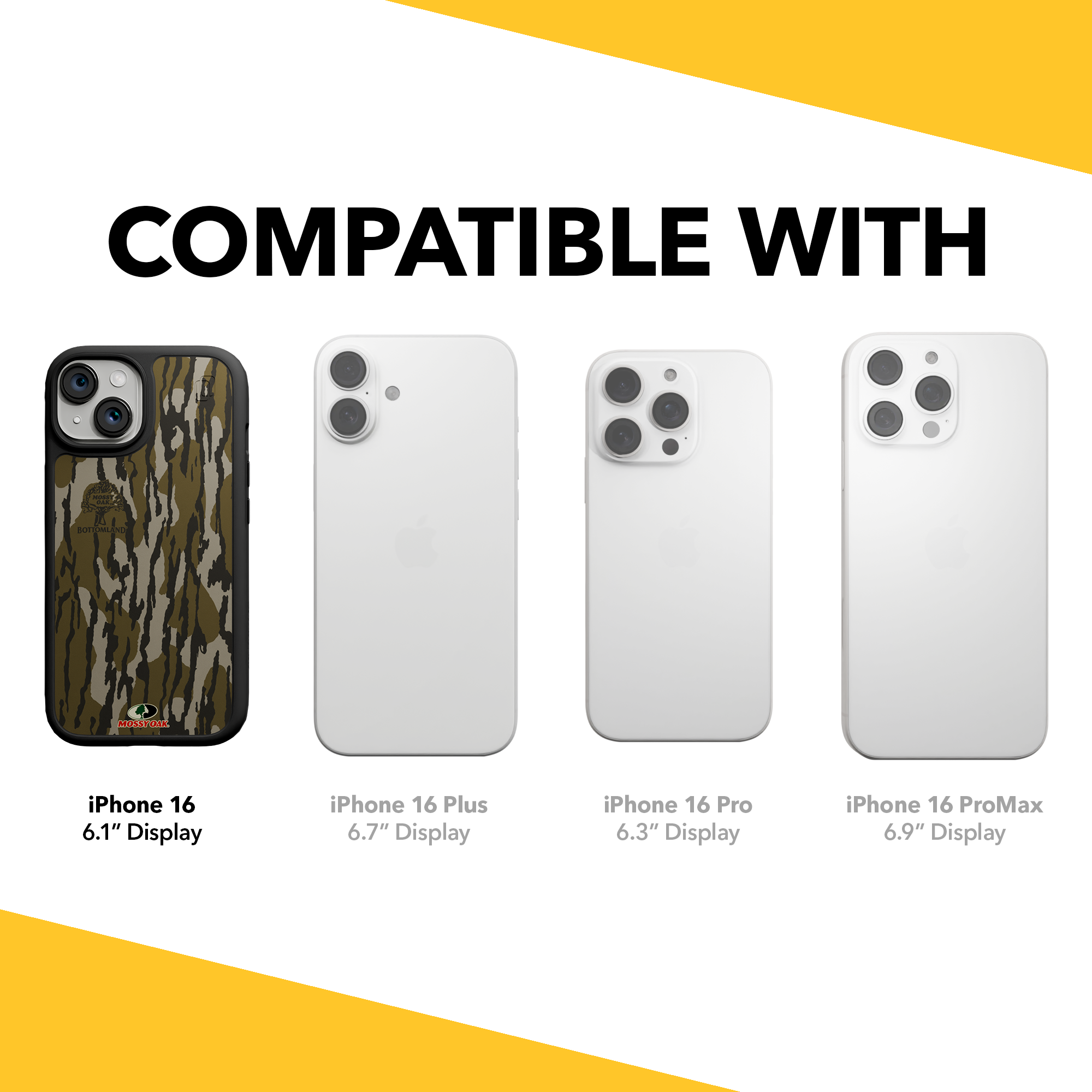 Shock-Absorbent MagSafe® Case for Apple iPhone 15 | Mossy Oak Bottomland Camo Onyx Black