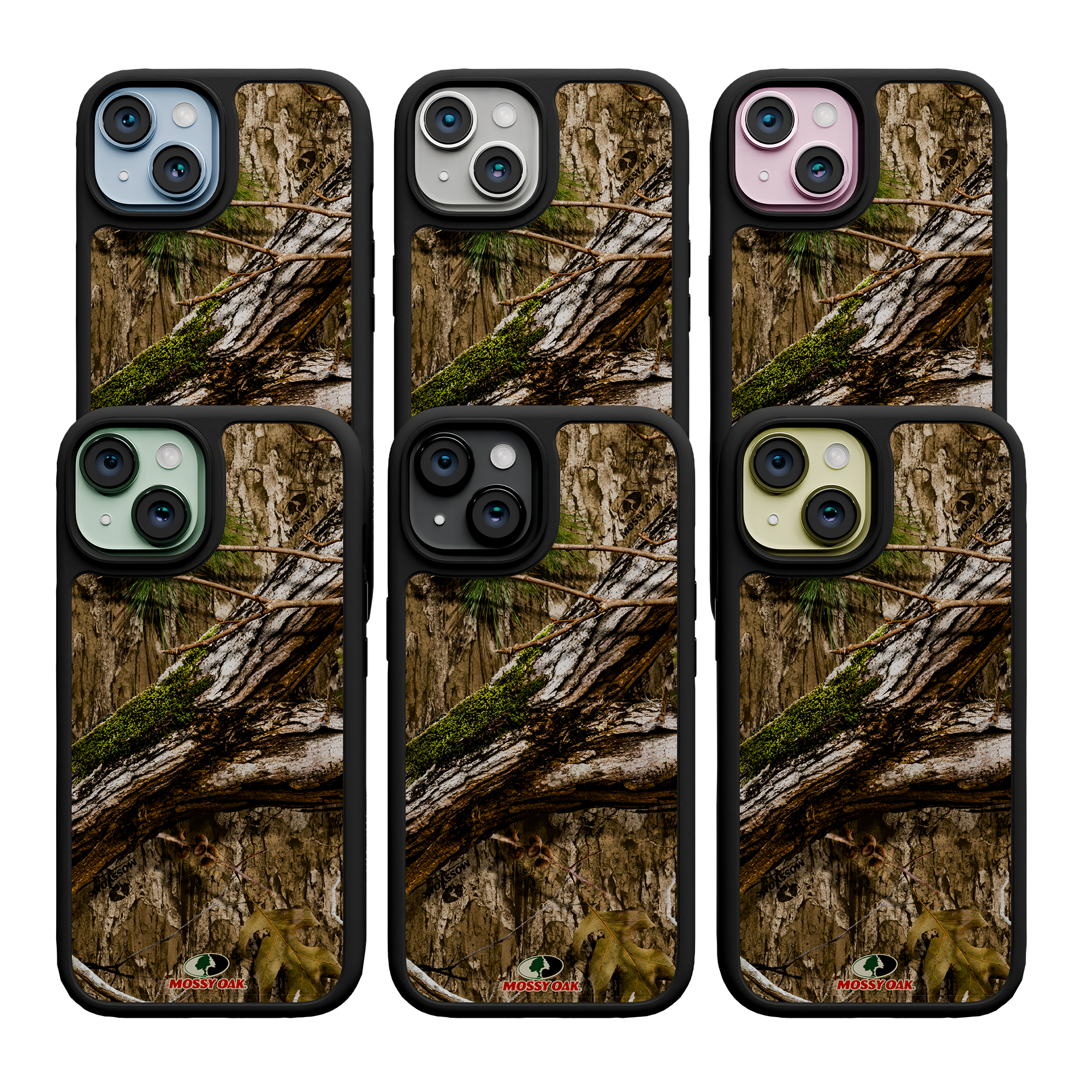 Shock-Absorbent MagSafe® Case for Apple iPhone 15 | Mossy Oak Country DNA Camo Onyx Black