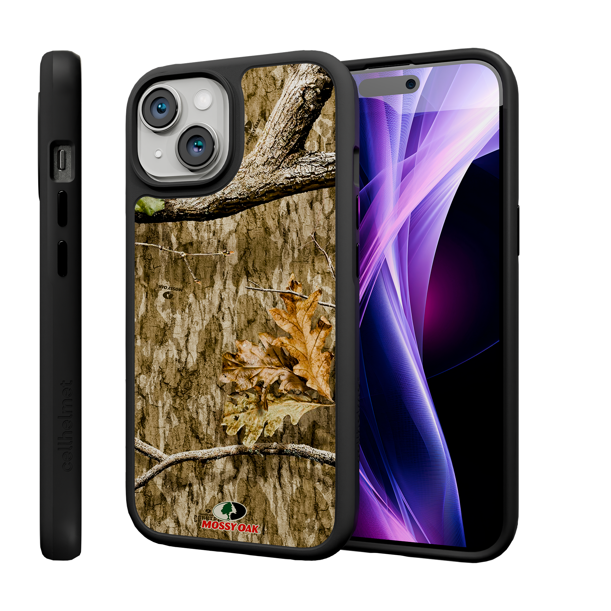 Shock-Absorbent MagSafe® Case for Apple iPhone 15 | Mossy Oak Country Roots Camo Onyx Black