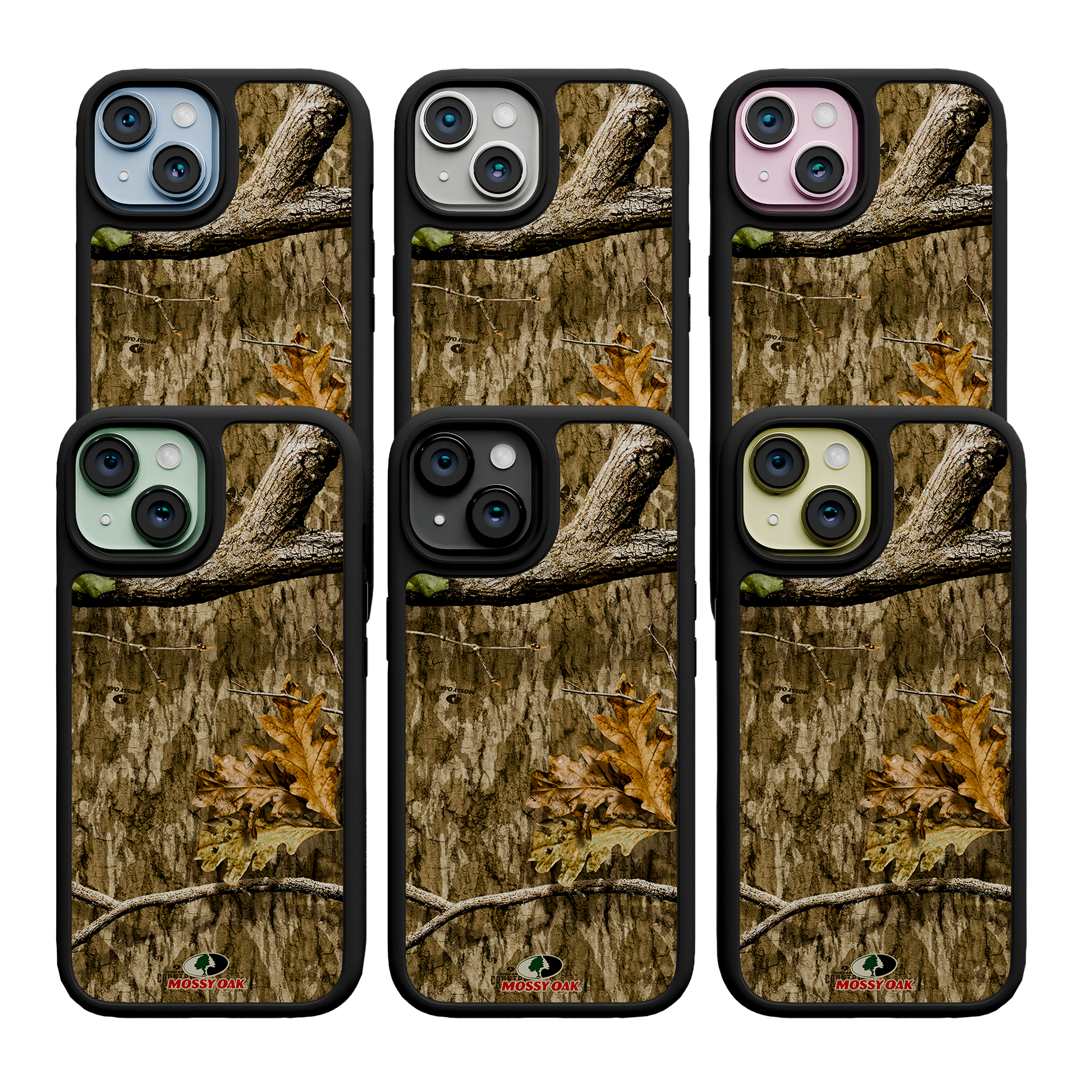 Shock-Absorbent MagSafe® Case for Apple iPhone 15 | Mossy Oak Country Roots Camo Onyx Black
