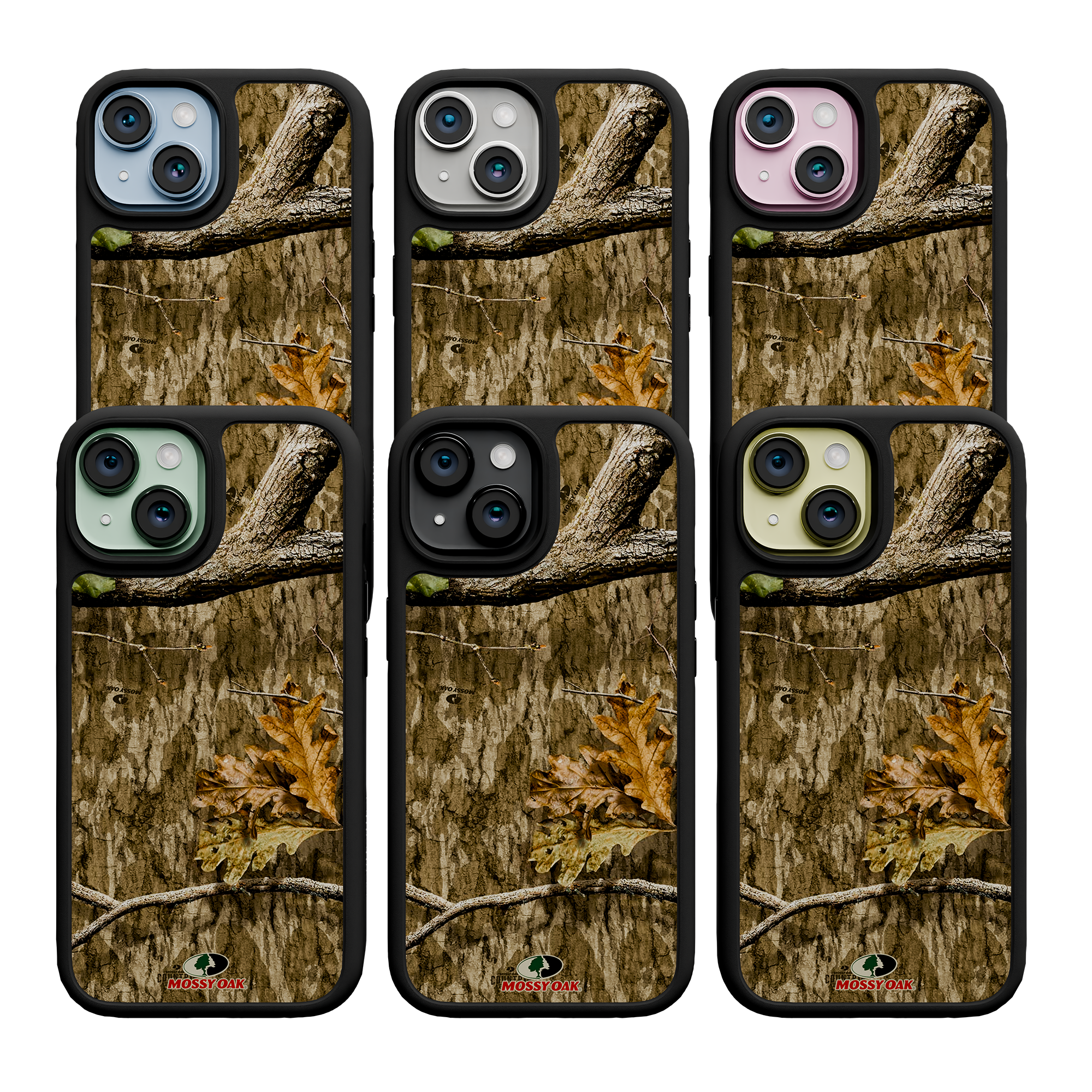 Shock-Absorbent MagSafe® Case for Apple iPhone 15 | Mossy Oak Country Roots Camo Onyx Black