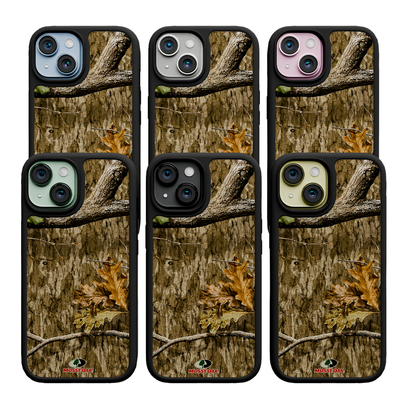 Shock-Absorbent MagSafe® Case for Apple iPhone 15 | Mossy Oak Country Roots Camo Onyx Black