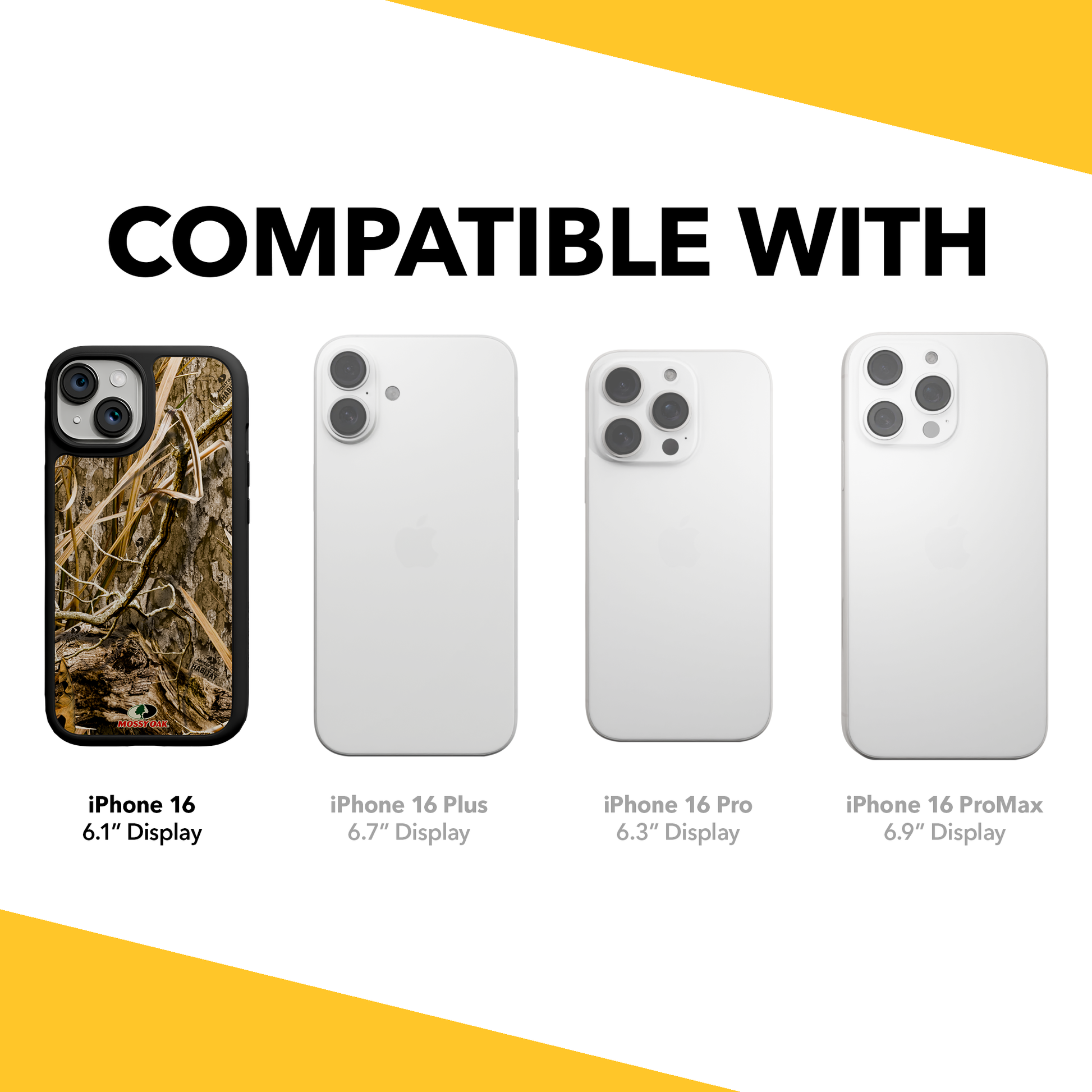 Shock-Absorbent MagSafe® Case for Apple iPhone 15 | Mossy Oak Shadow Grass Camo Onyx Black