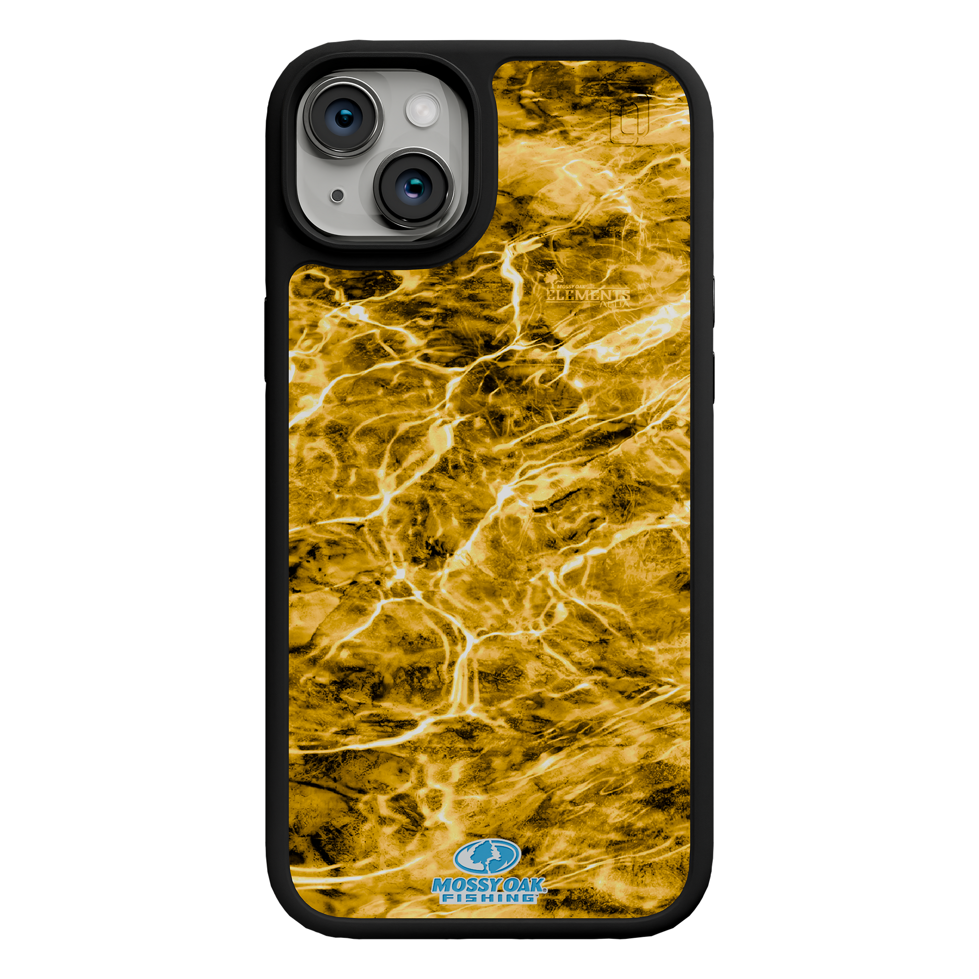 Shock-Absorbent MagSafe® Case for Apple iPhone 15 Plus | Mossy Oak Agua Yellowfin Camo Onyx Black