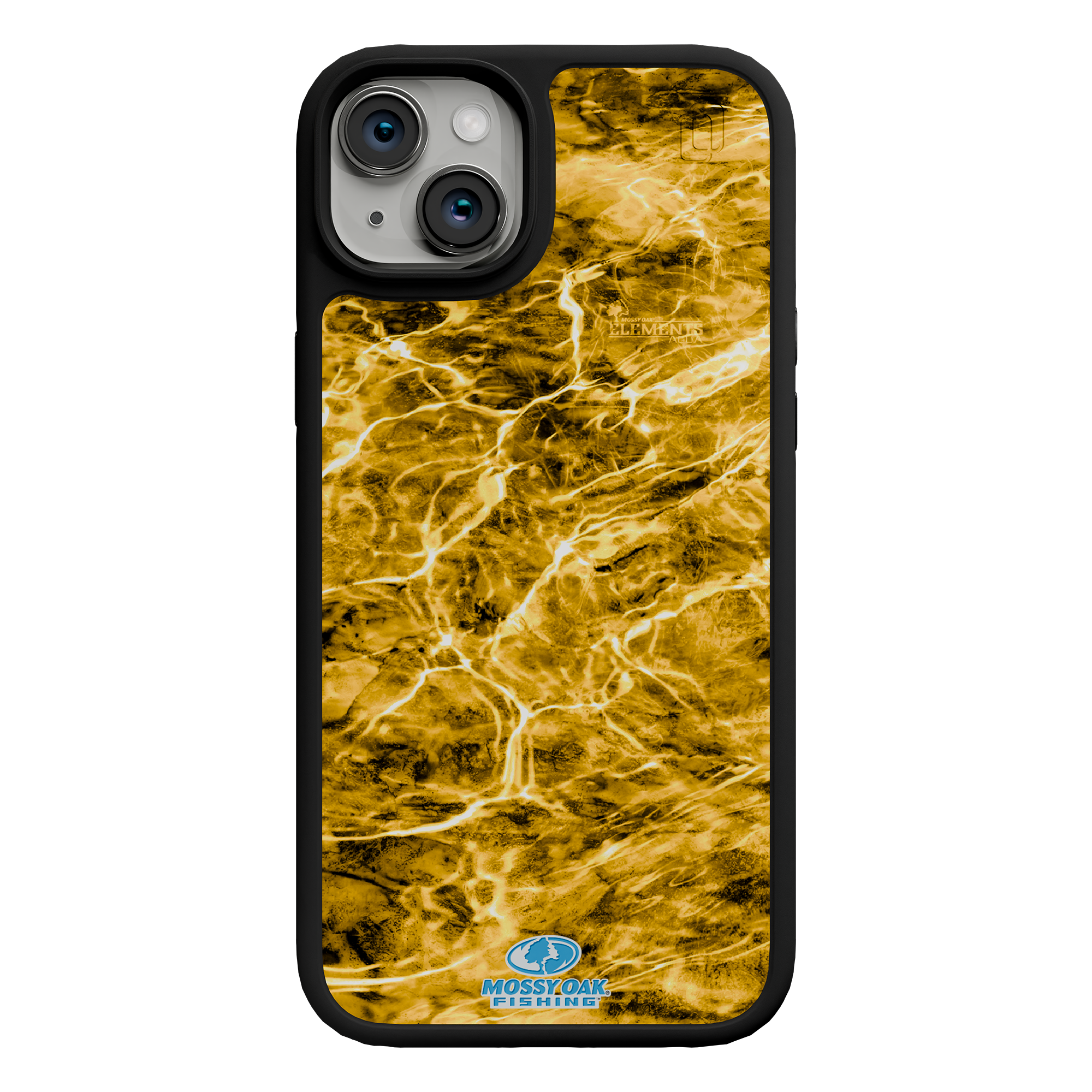 Shock-Absorbent MagSafe® Case for Apple iPhone 15 Plus | Mossy Oak Agua Yellowfin Camo Onyx Black