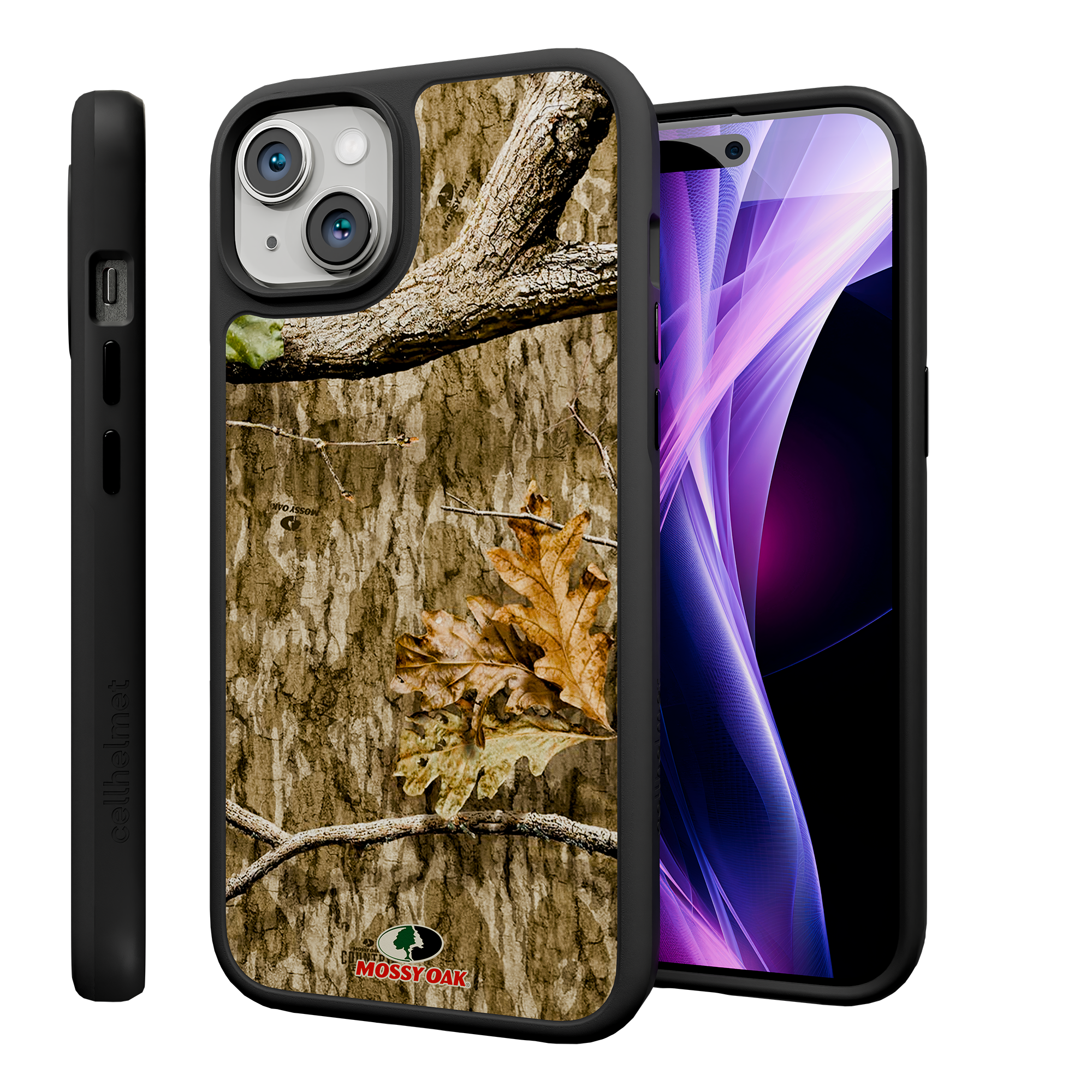 Shock-Absorbent MagSafe® Case for Apple iPhone 15 Plus | Mossy Oak Country Roots Camo Onyx Black