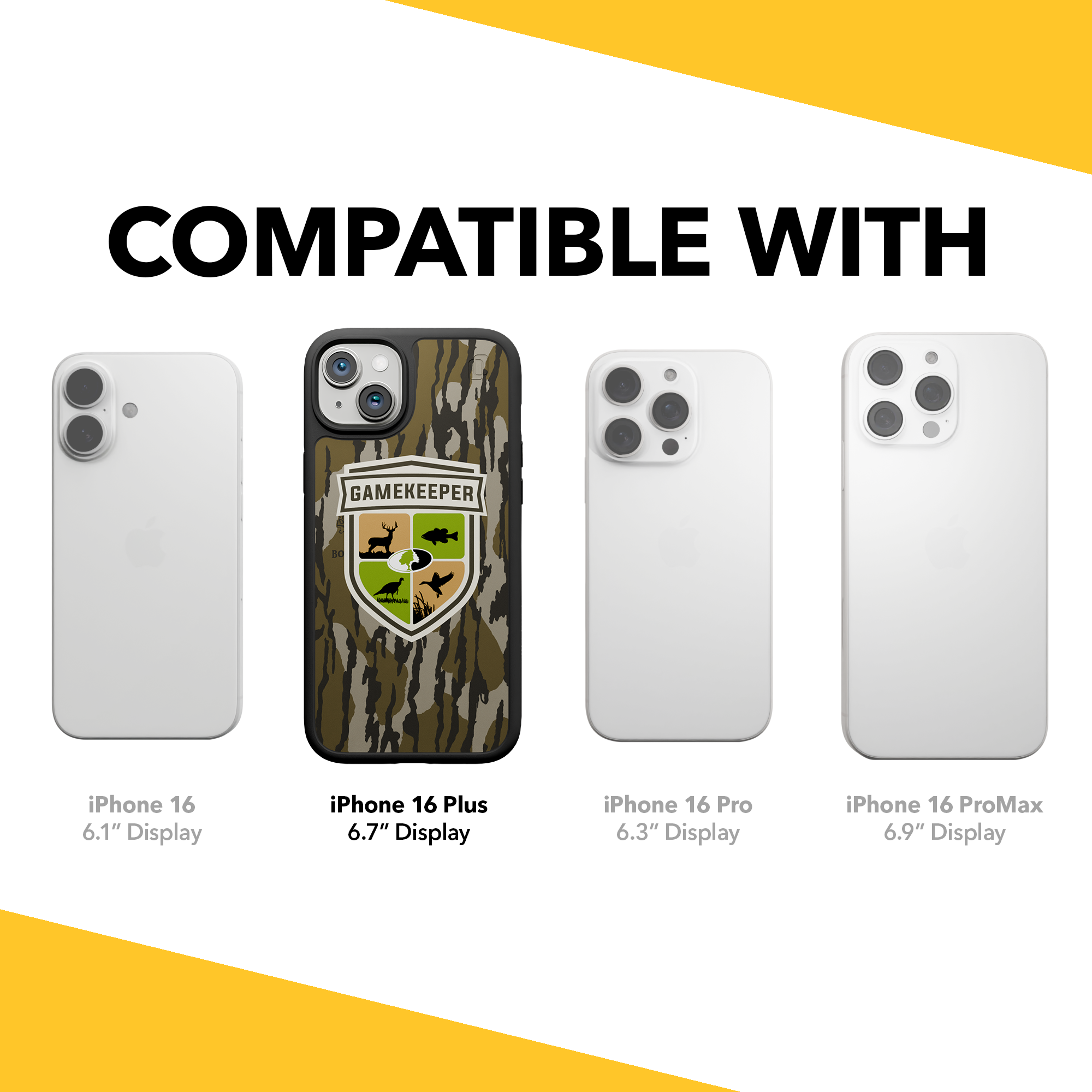 Shock-Absorbent MagSafe® Case for Apple iPhone 15 Plus| Mossy Oak Gamekeeper Bottomland Camo Onyx Black