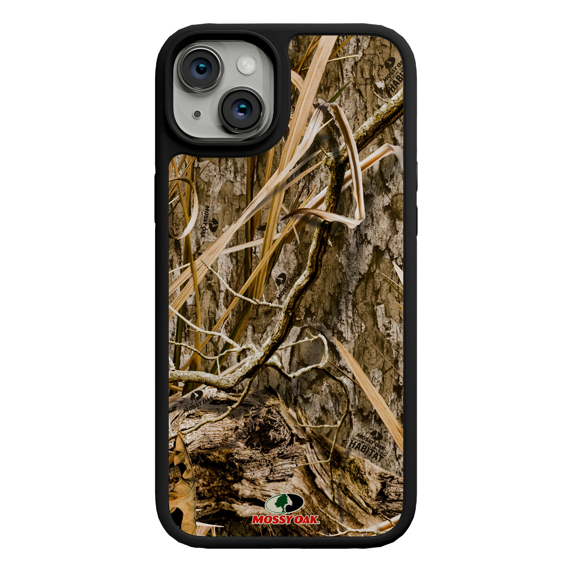 Shock-Absorbent MagSafe® Case for Apple iPhone 15 Plus | Mossy Oak Shadow Grass Camo Onyx Black